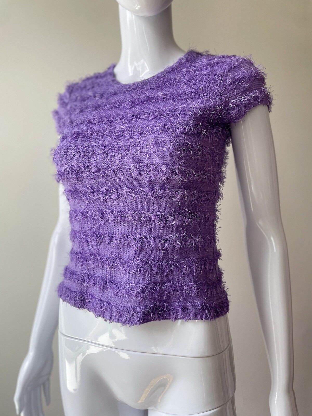 Vintage S Purple Top Amy Byer Rave Club Y2K 90s Fuzzy Lavender EUC