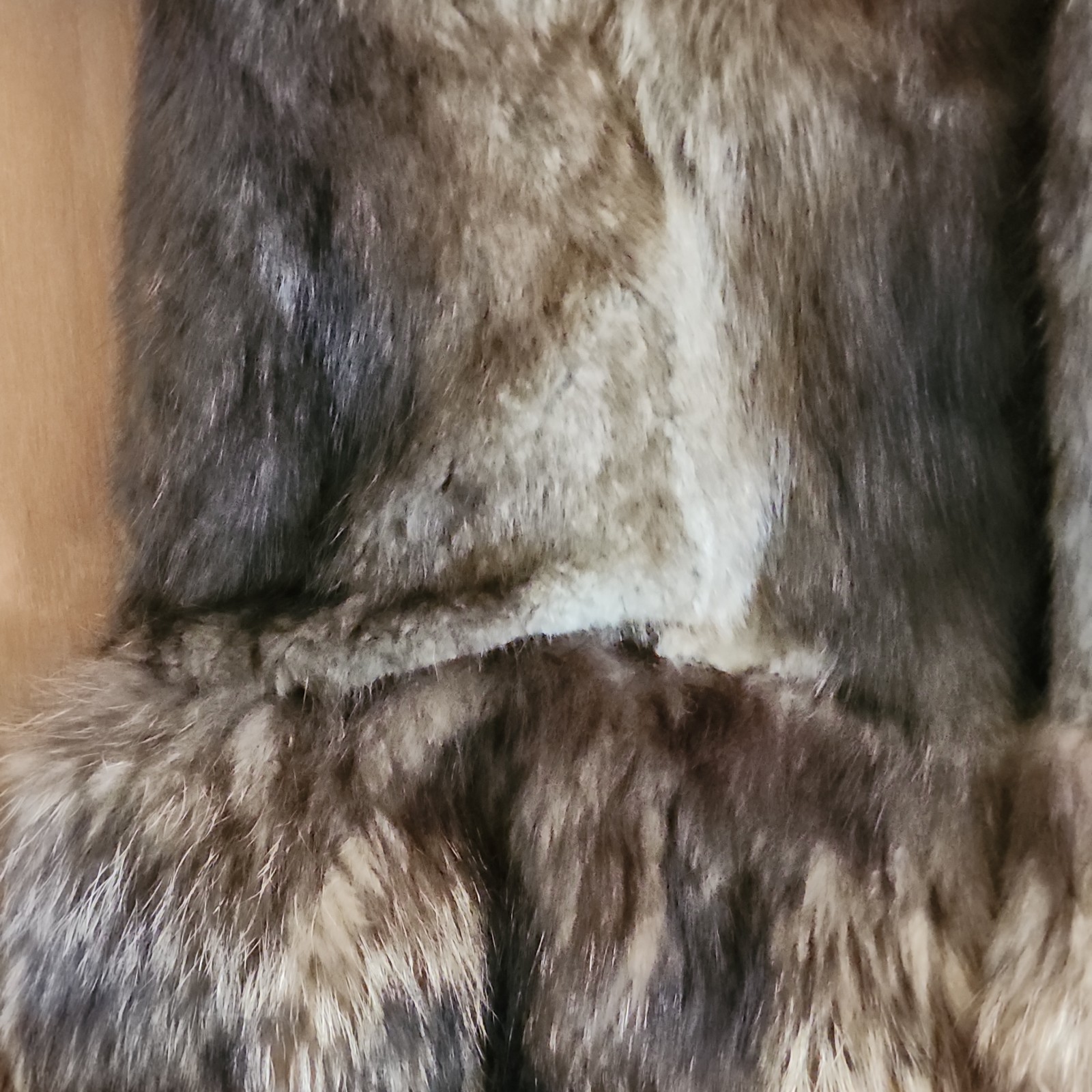 Vintage Rabbit Fur Coat w/ Raccoon Fur Collar & Trim Paisley Lining 41″ -AS IS-