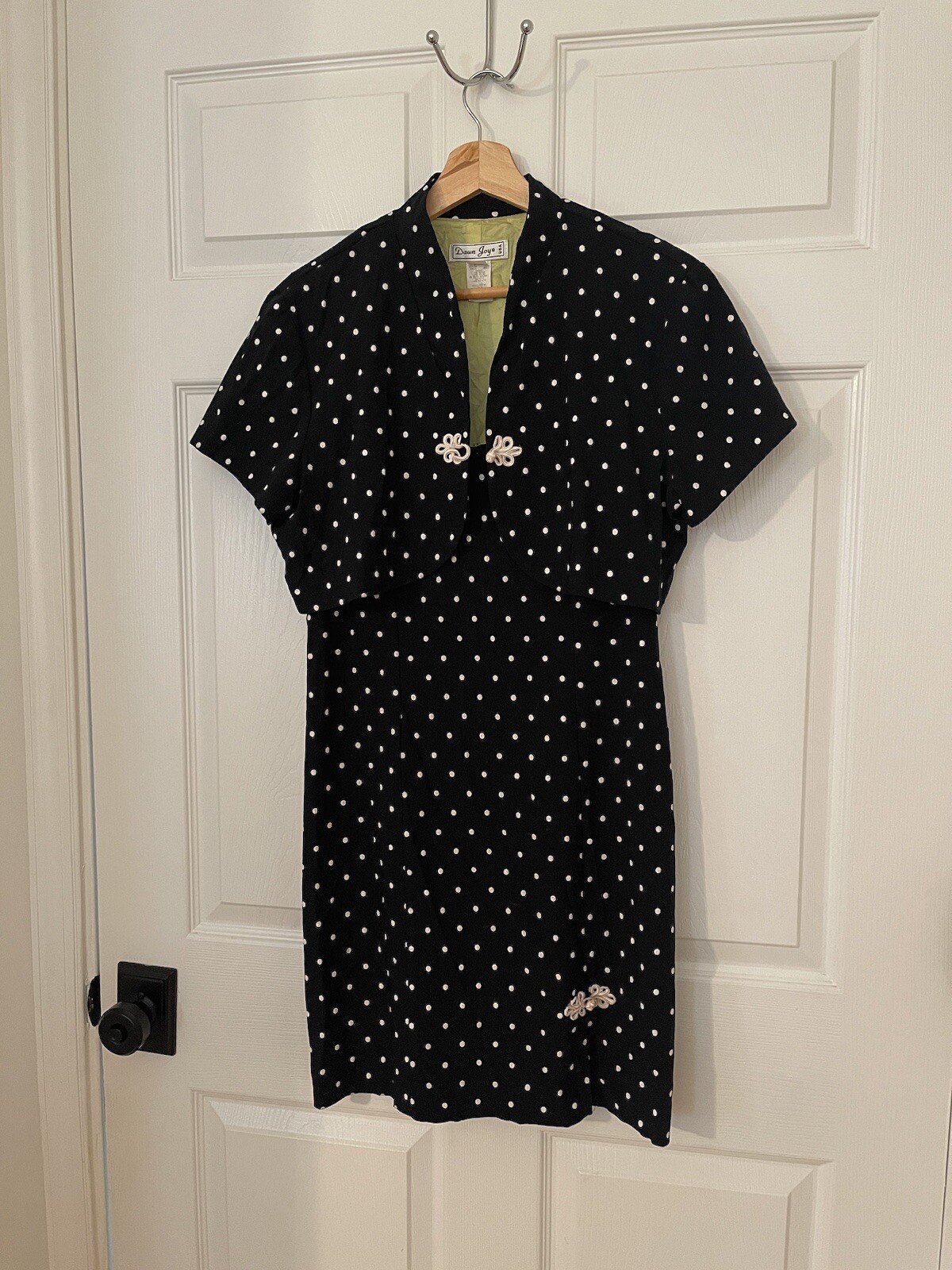 Dawn Joy Vintage Dainty Girly (M) 9/10 Two Piece Polka Dot Dress & Jacket USA