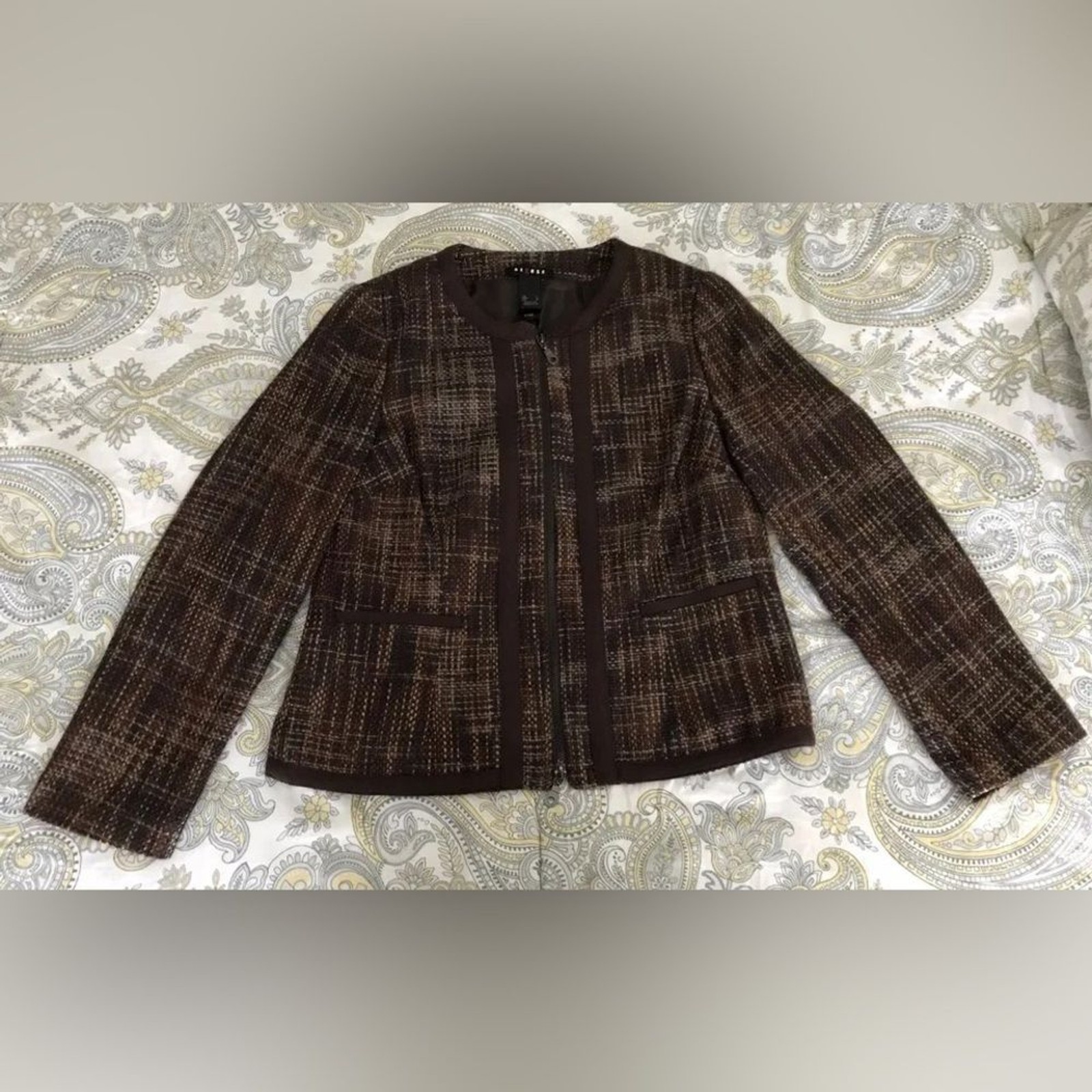 NWT Axcess Knit Checker Brown Skirt Suit Set – Size 10