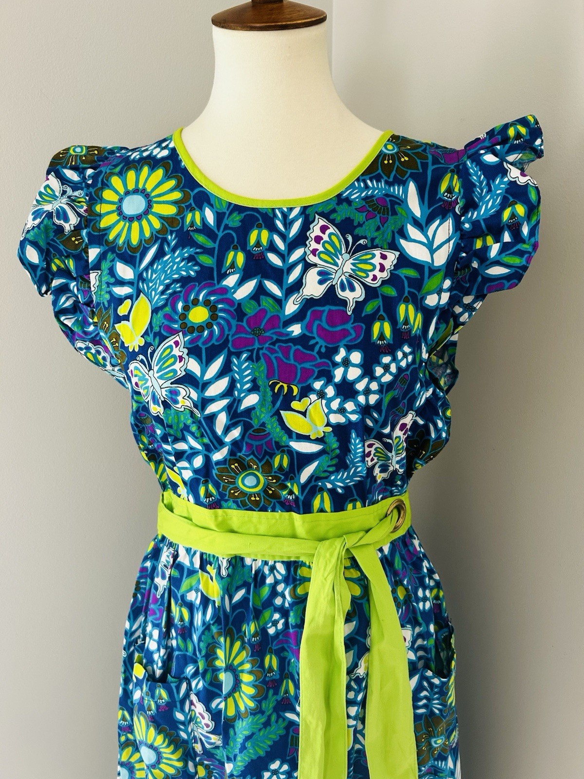 Vintage Wraparound Dress By Design House Unique Japan Cotton Small Medium