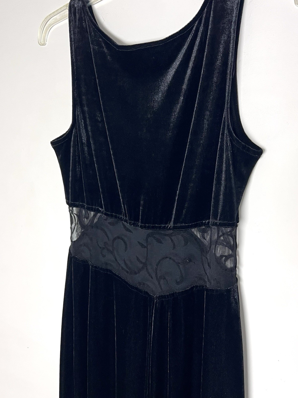 Vintage 90’s Velvet Maxi Dress Mesh Cut out Grunge Whimsigoth Medium