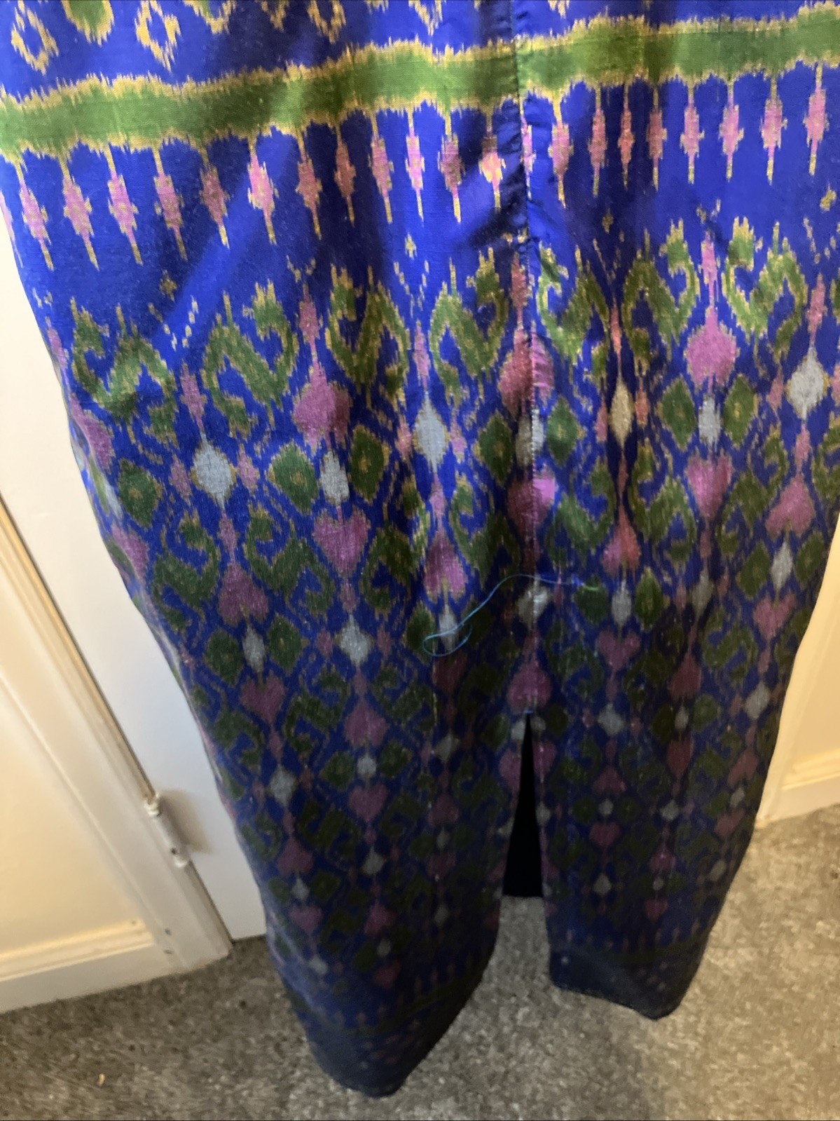 SAPPHIRE/ GOLD Traditional Evening Custom Silk Thai Formal Dress Jacket Suit 2P