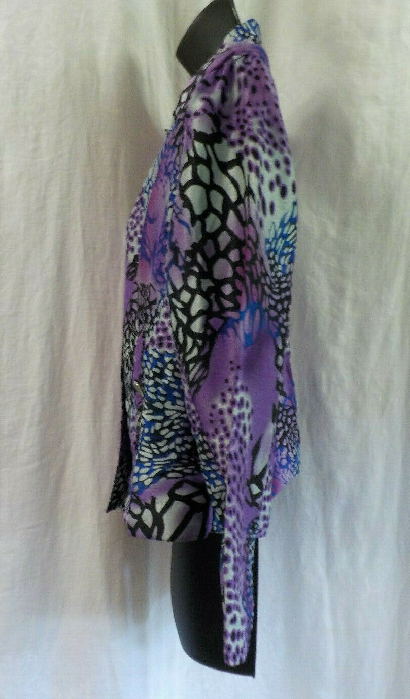 Vintage 1980’s N Touch Jacket Size 6P Multicolor Long Sleeve Button Art Print