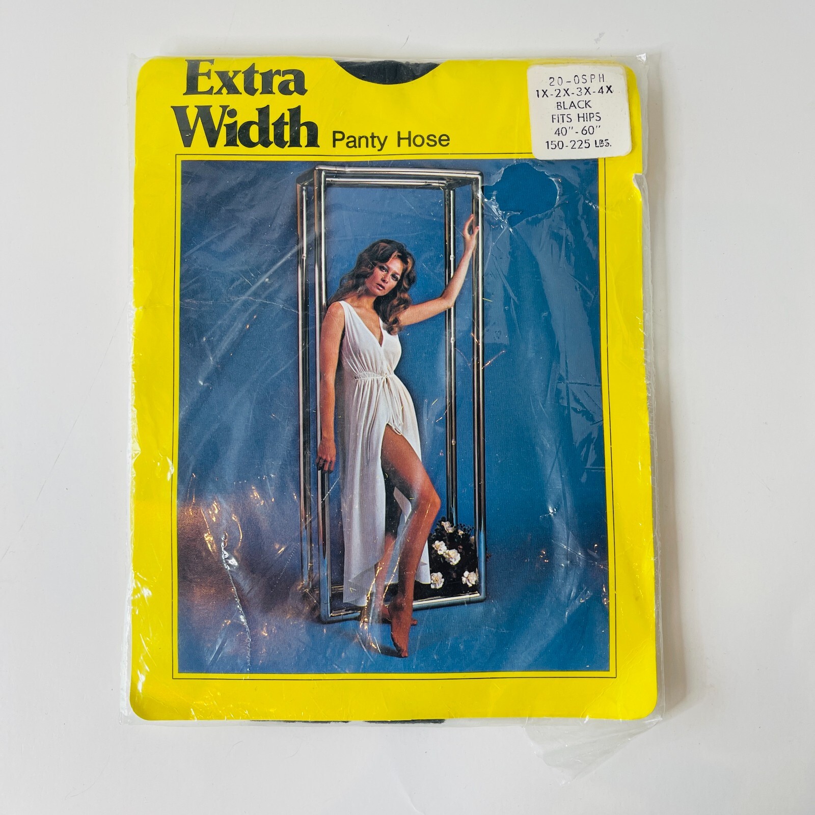 New Vintage Extra Width Pantyhose Black Fits Hips 40″ – 60″ Nylon USA