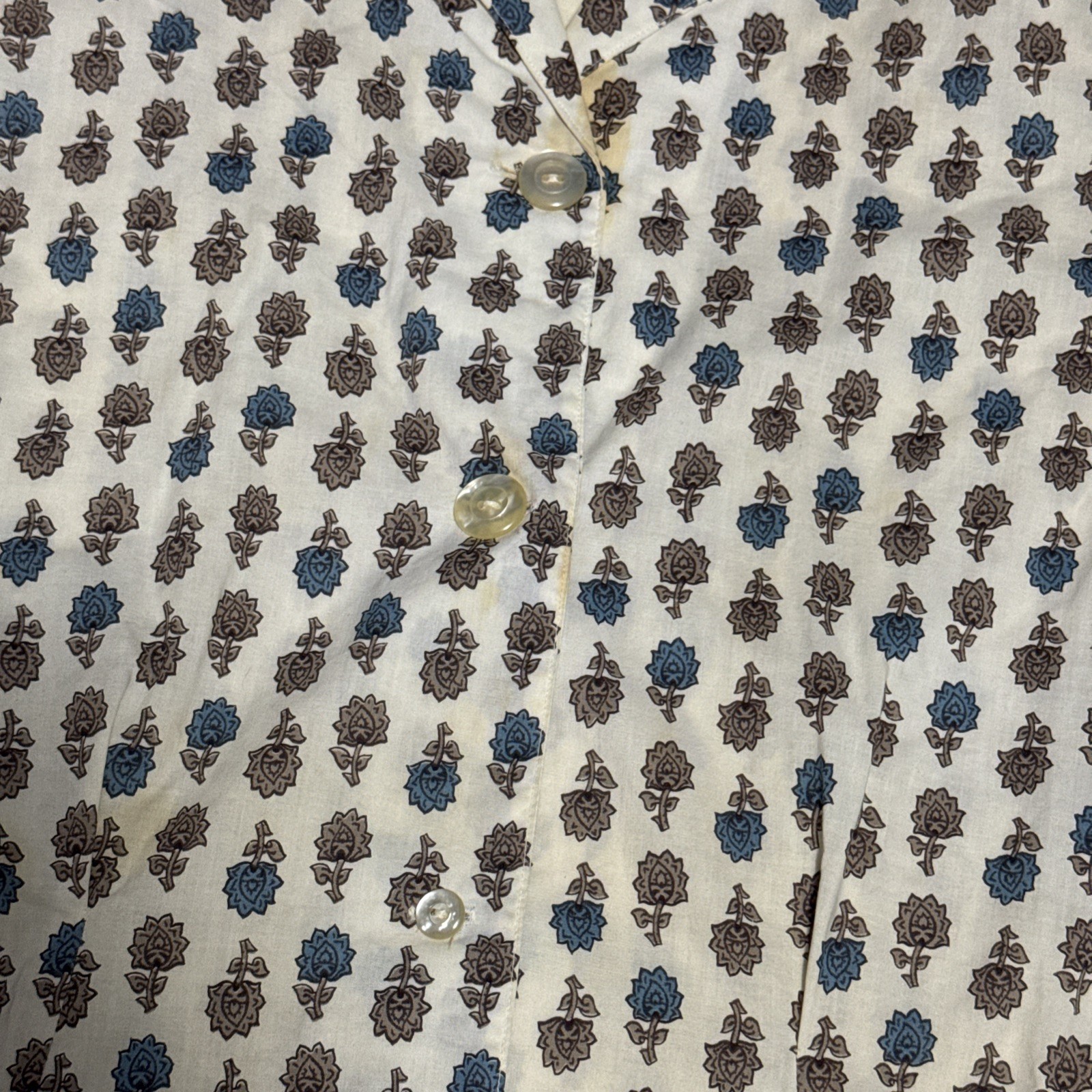 1960’s-1970’s Ship N Shore Button Up Blouse Shirt Rose Floral Pattern VTG READ