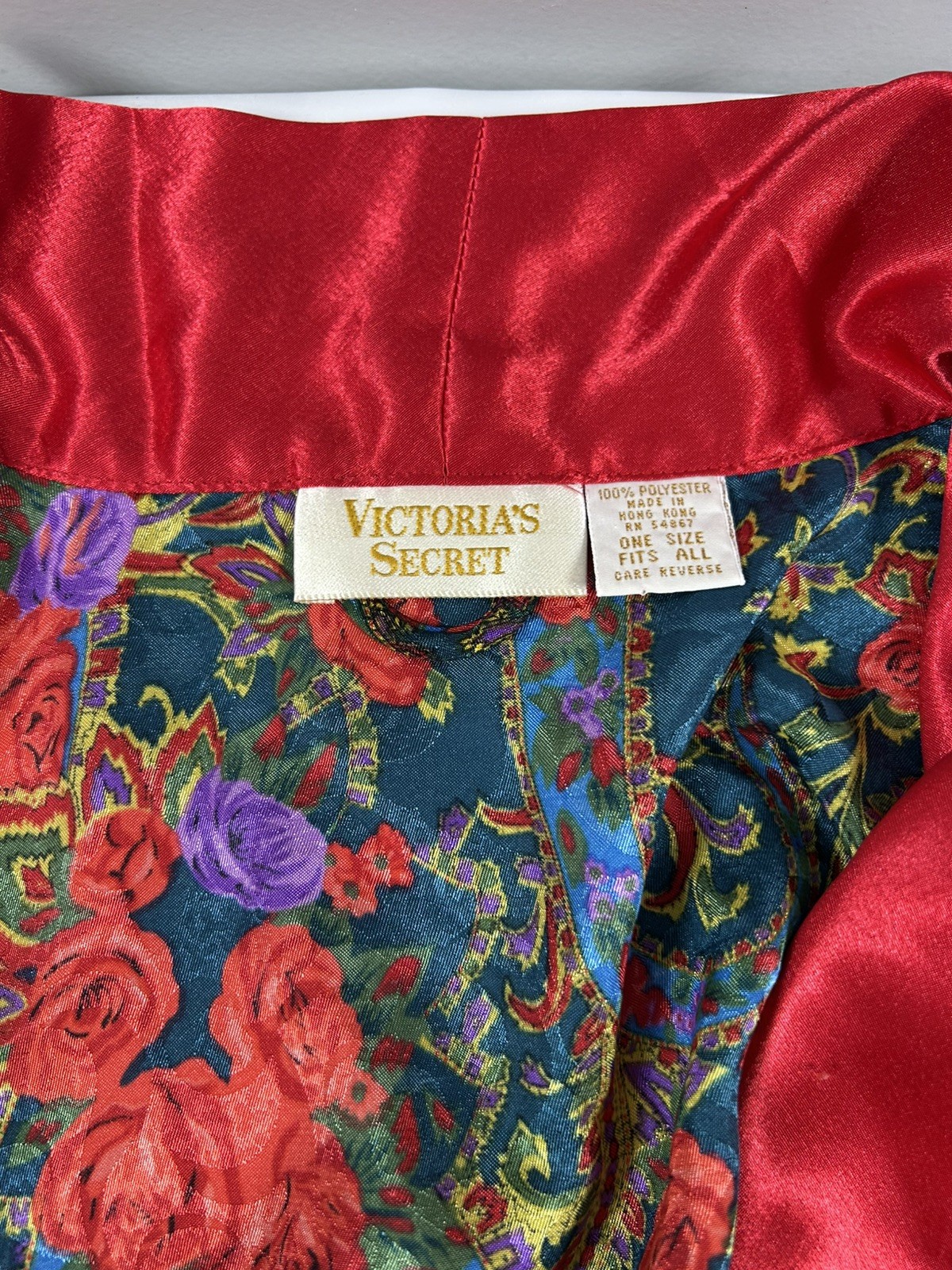 Victoria’s Secret Vintage Gold Label Red Green Floral Robe Women’s Size OS