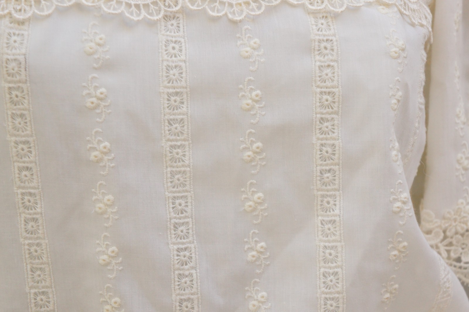 Vintage 70s Creme White Prairie Lace Blouse And Skirt Set Boho Cottagecore