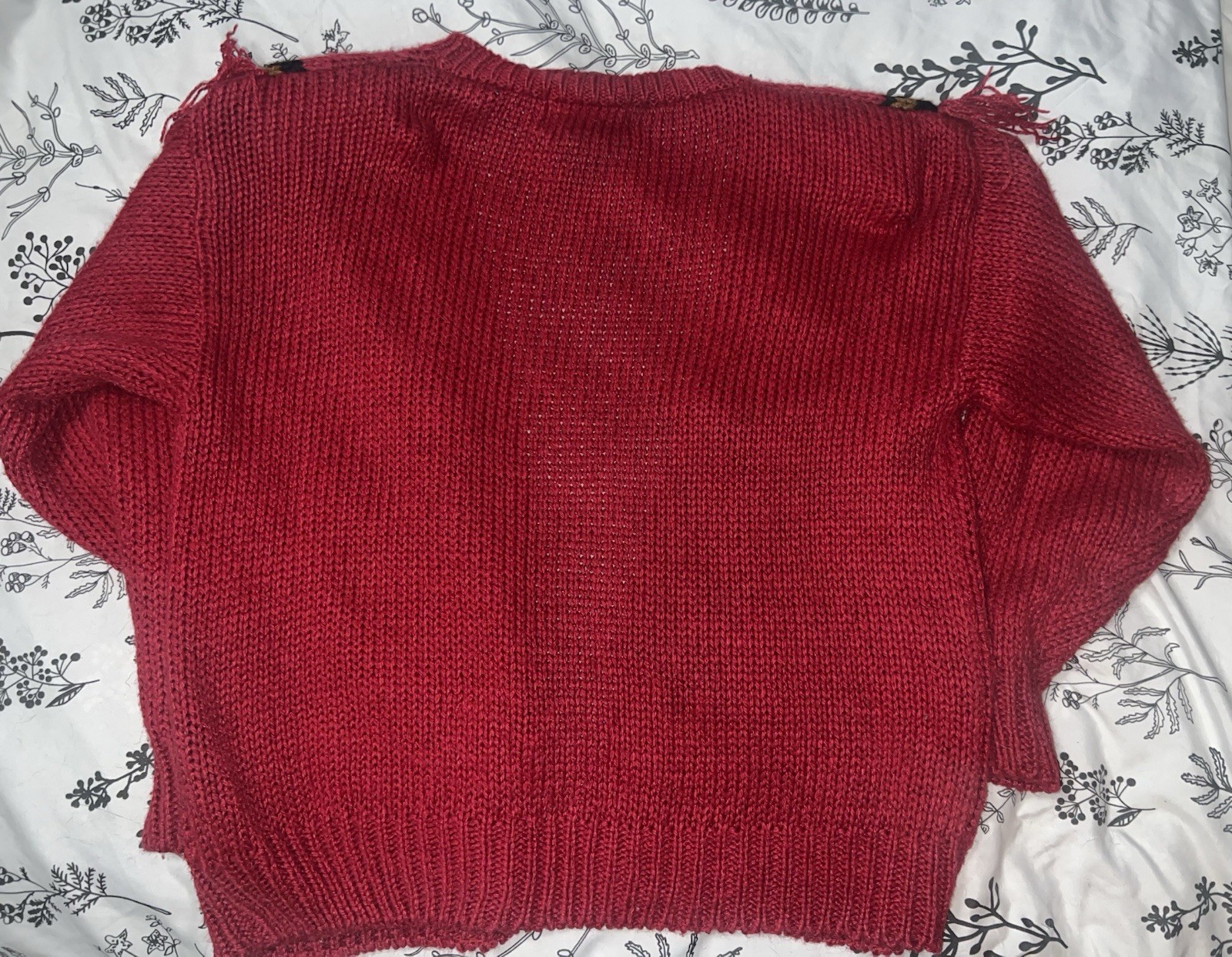 Vintage 80s Yasmin Fringe Ramie Cardigan Red Cable Knit Southwestern L