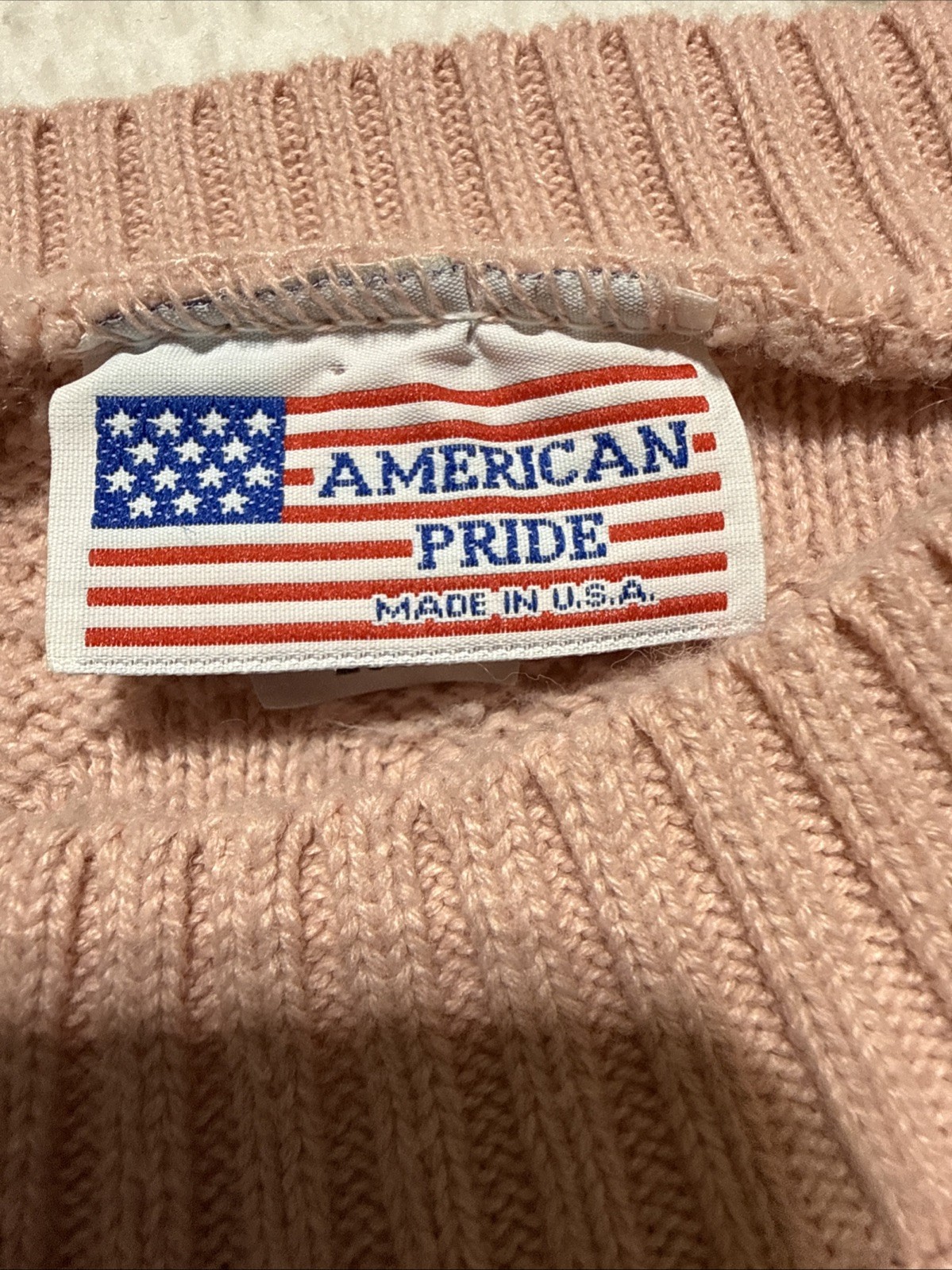 VTG 80’s American Pride Pink Floral 3D Textered Knit Short Sleeve Sweater L