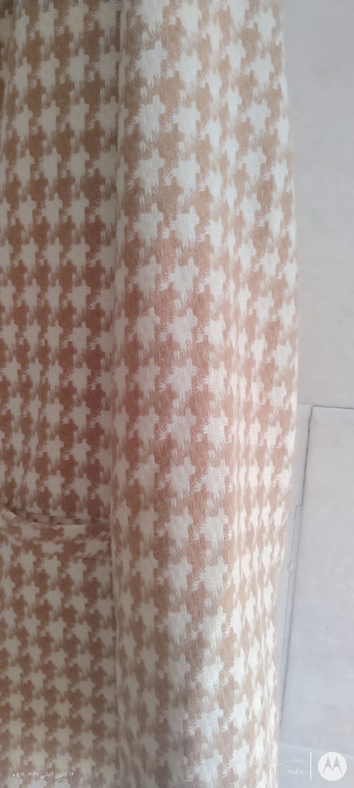 Vintage Tan Jay Women’s Brown and Beige Houndstooth Tweed Blazer size UK 18