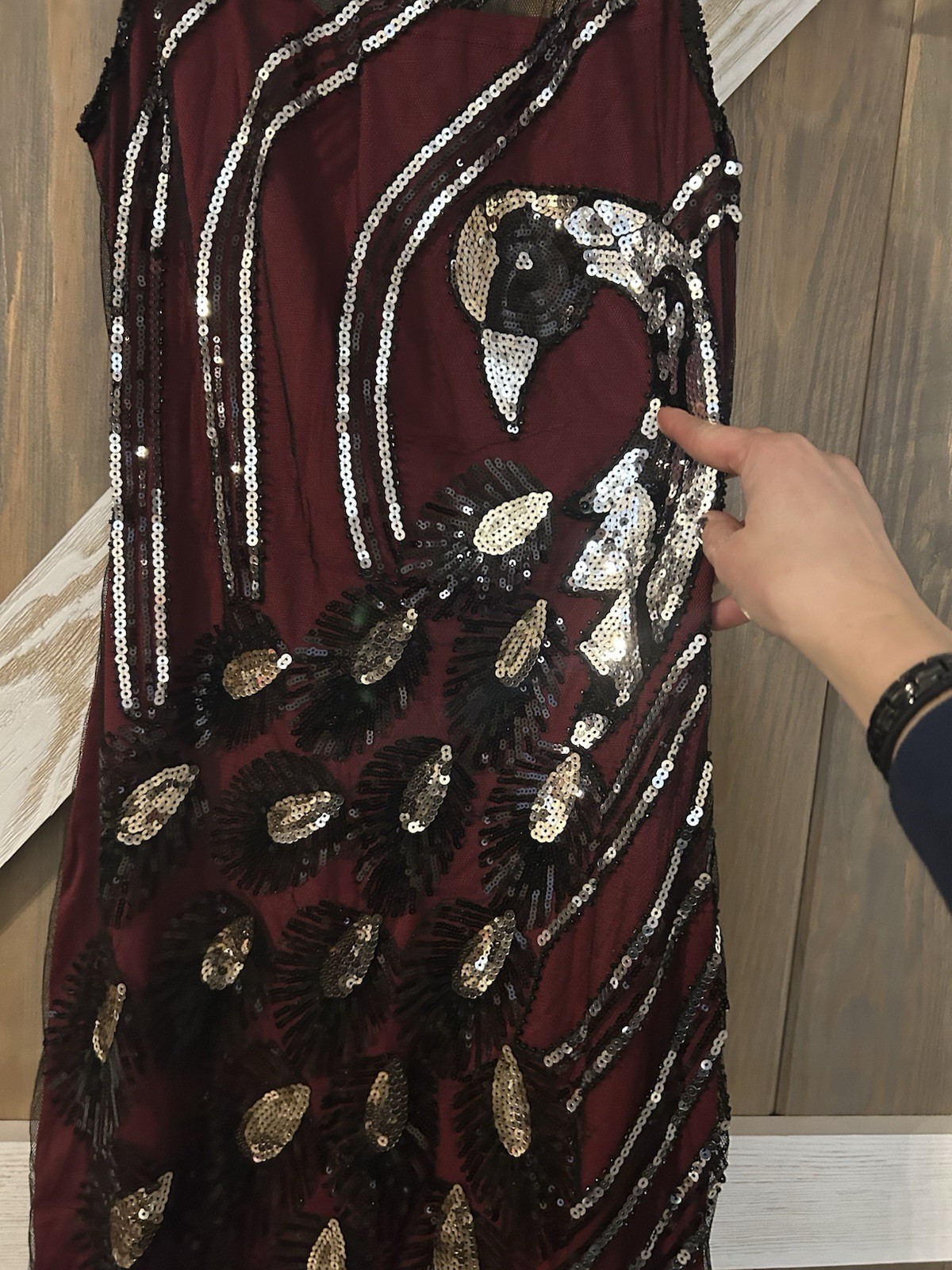 BABEYOND 20’s Vintage Peacock Sequin Fringed Party Flapper Dress XS