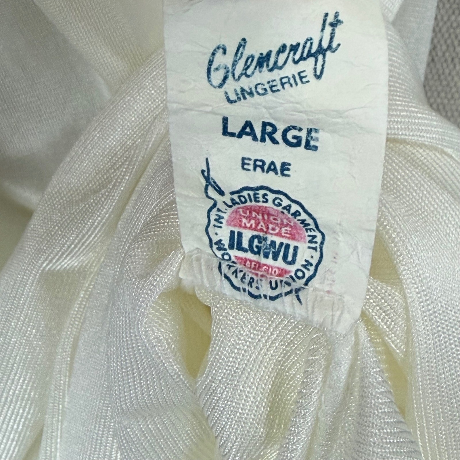 Vintage Glencraft Lingerie White Lace Nightgown ILGWU Union Made L Fairycore