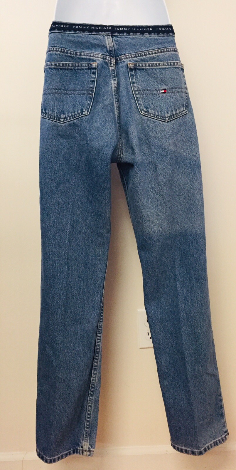 Tommy Hilfiger Mom Jeans Denim Pants Vintage 90s SPELLOUT Blue Baggy Hipster 10