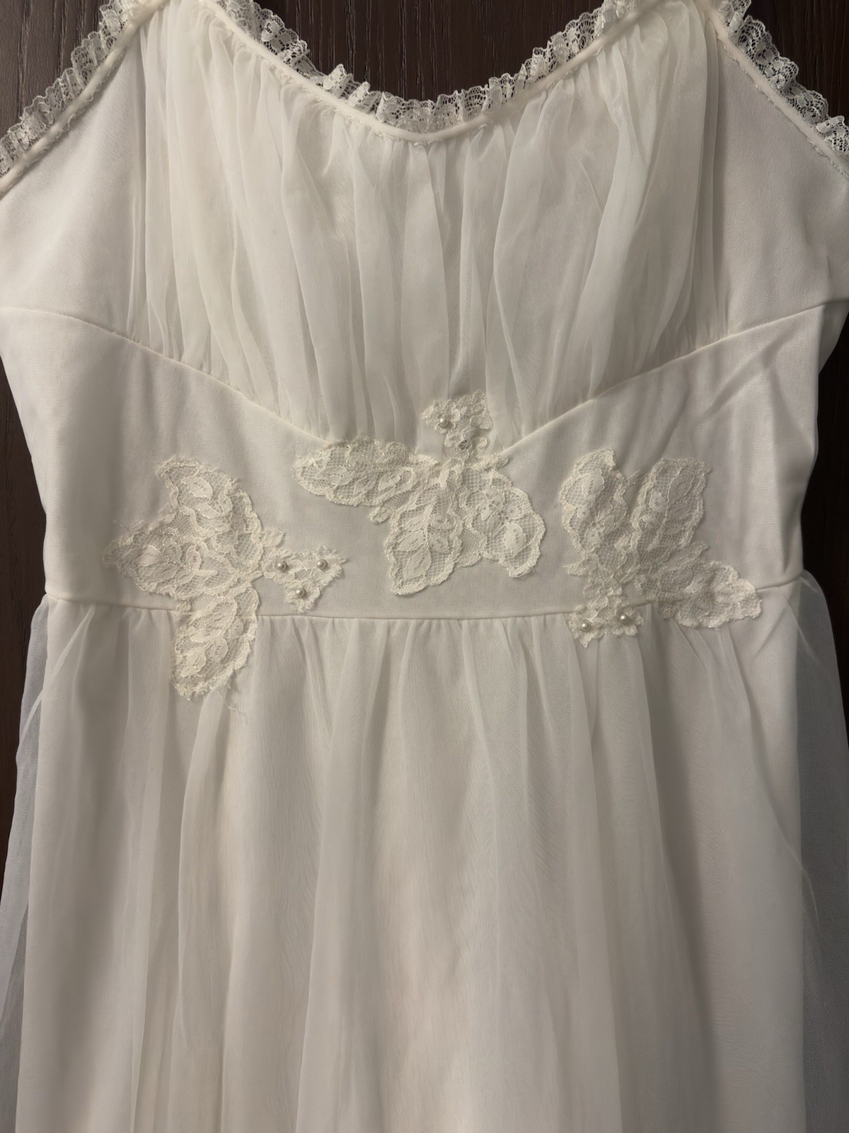 Gorgeous Gotham Gold Stripe Vintage Slip Size 34 Lingerie Negligee Lace Pearls