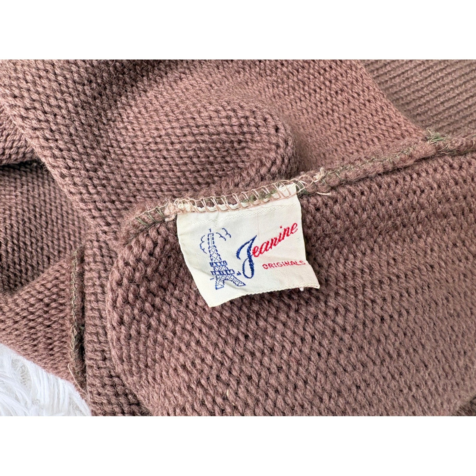 Vintage 60s 3 Piece Knit Skirt Suit Brown Blue Cardigan Shell Mod Jackie O