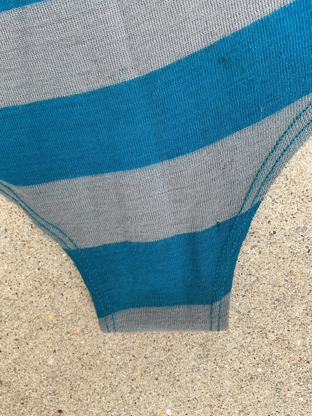 VTG 1920’s Wool Bathing Suit Art Deco Turquoise/grey Stripes Unisex ?