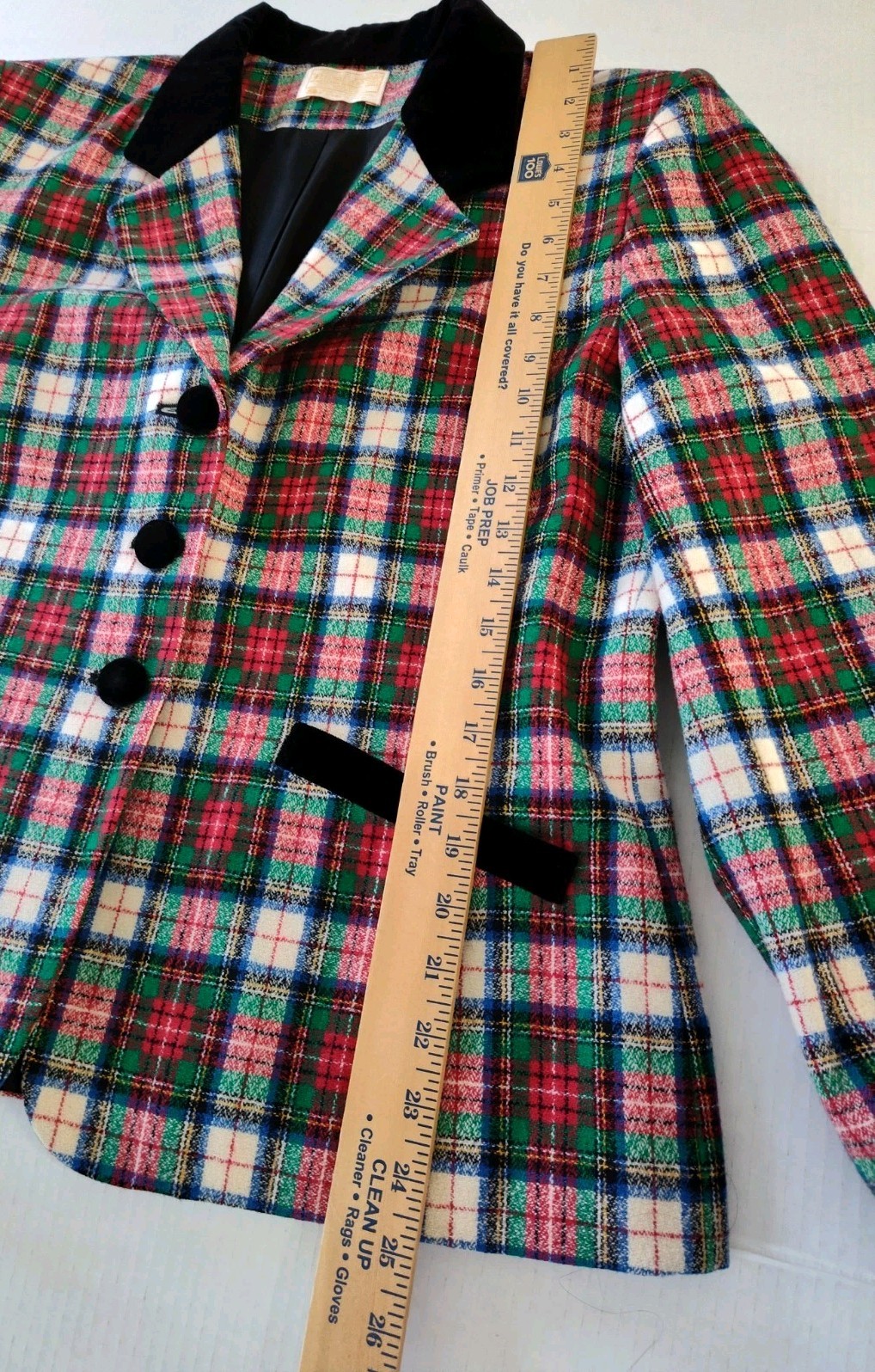 Pendleton Women’s Plaid Wool Blazer Jacket Sz 14 ? Velvet Collar Holiday Vtg USA