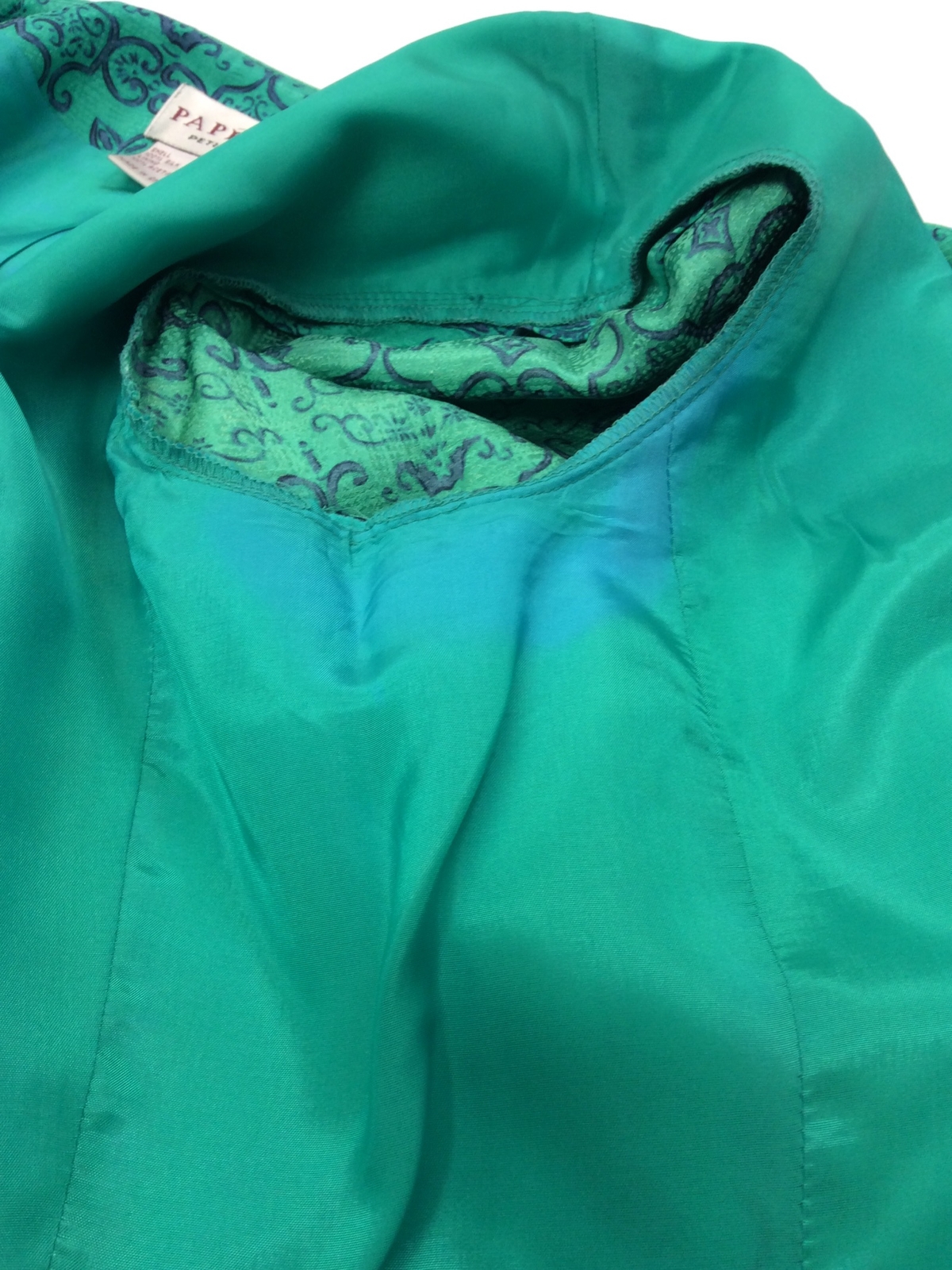 Papell Petites Vintage Women Silk Skirt Jacket Set Green Size 12 Petite (1)
