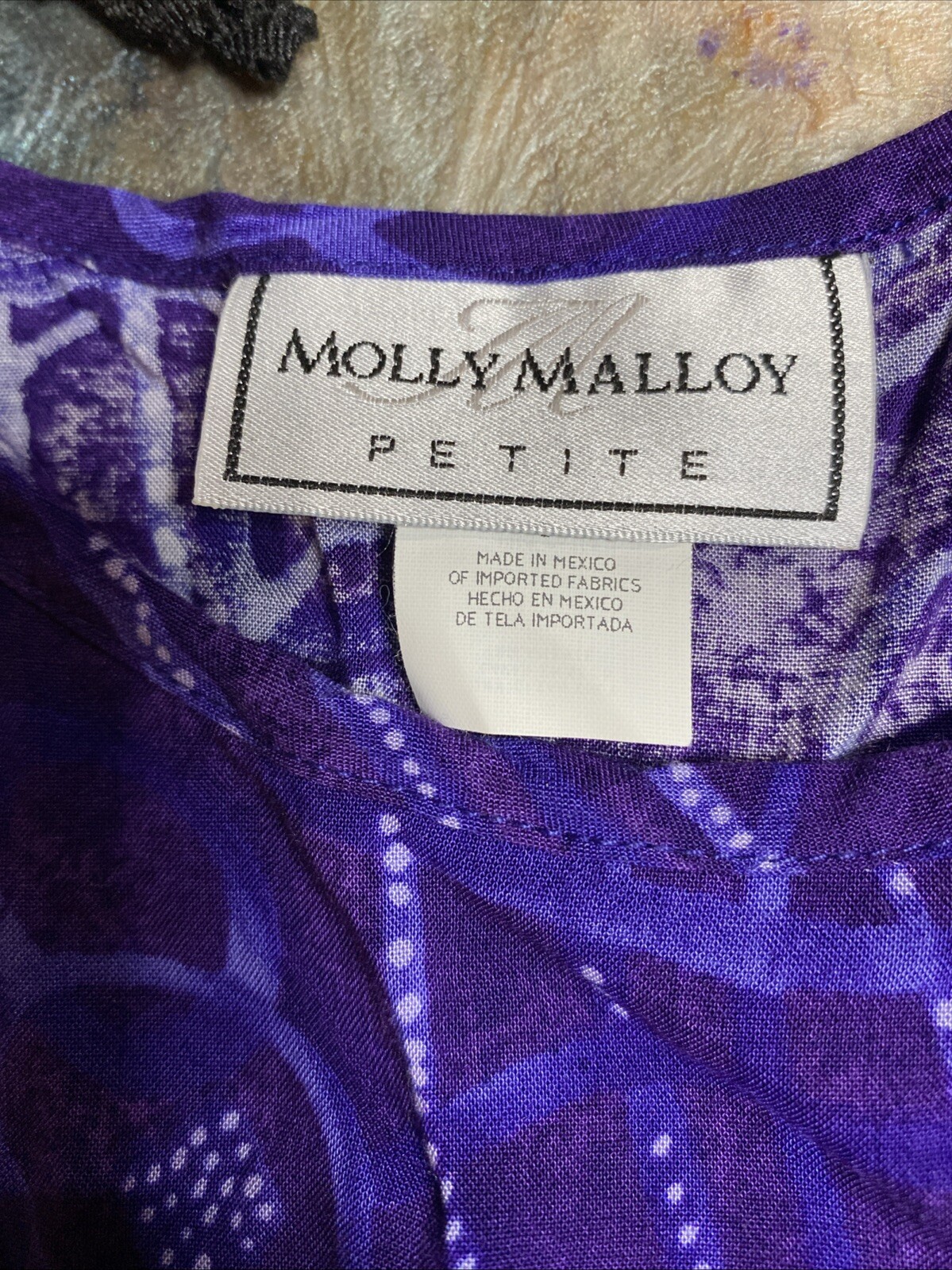 Vintage 70’s Molly Mallow Petite Purple Casual/Party Dress/ Jacket Size 8