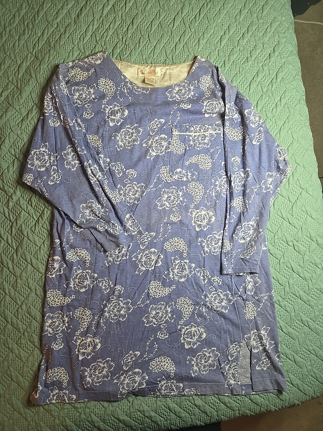 VTG XL Claire’s Rose Cotton Floral Long sleeve Nightgown 100%cotton