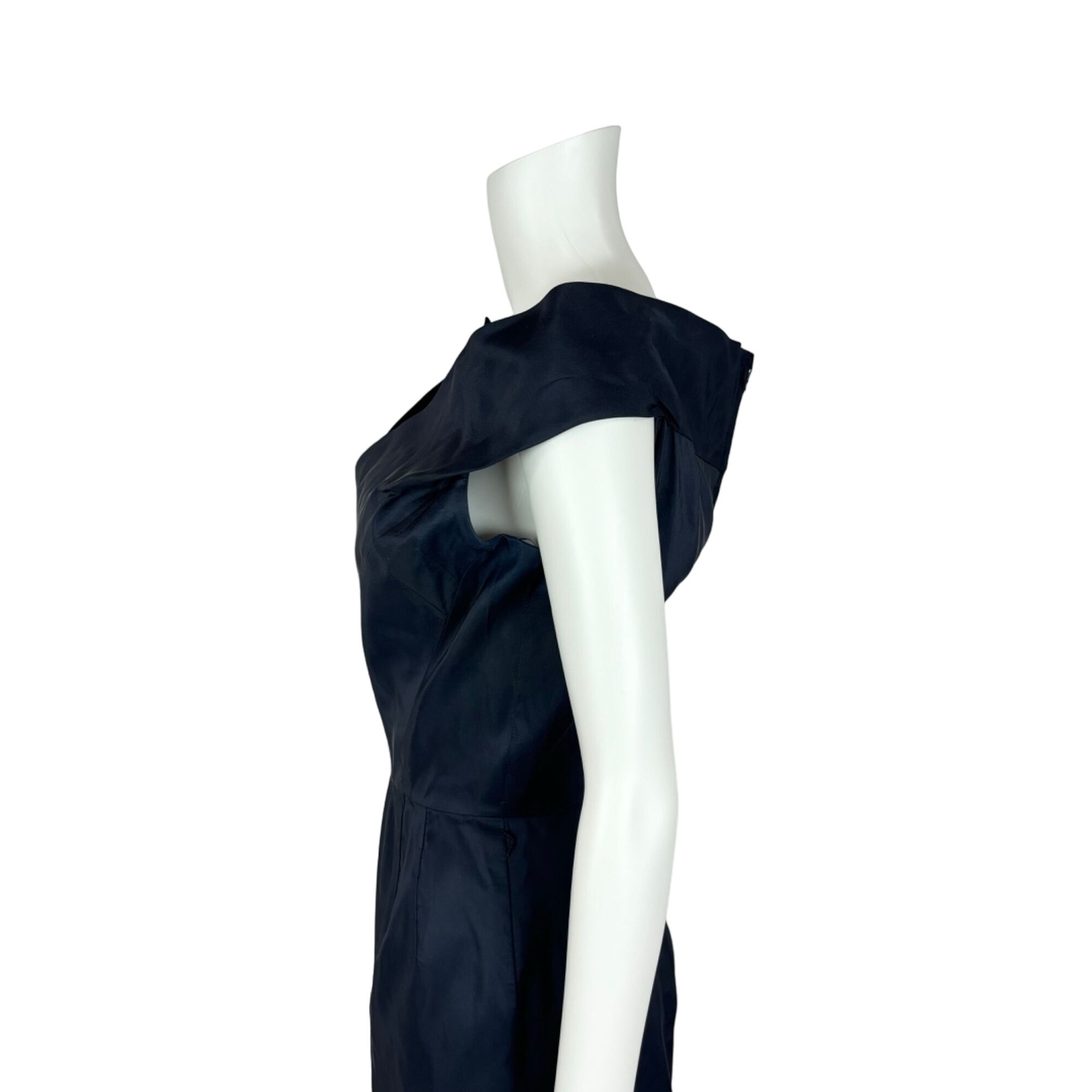 Vintage 50s Cocktail Dress Women’s XXS Winged Bodice Dark Blue Bombshell Pin Up