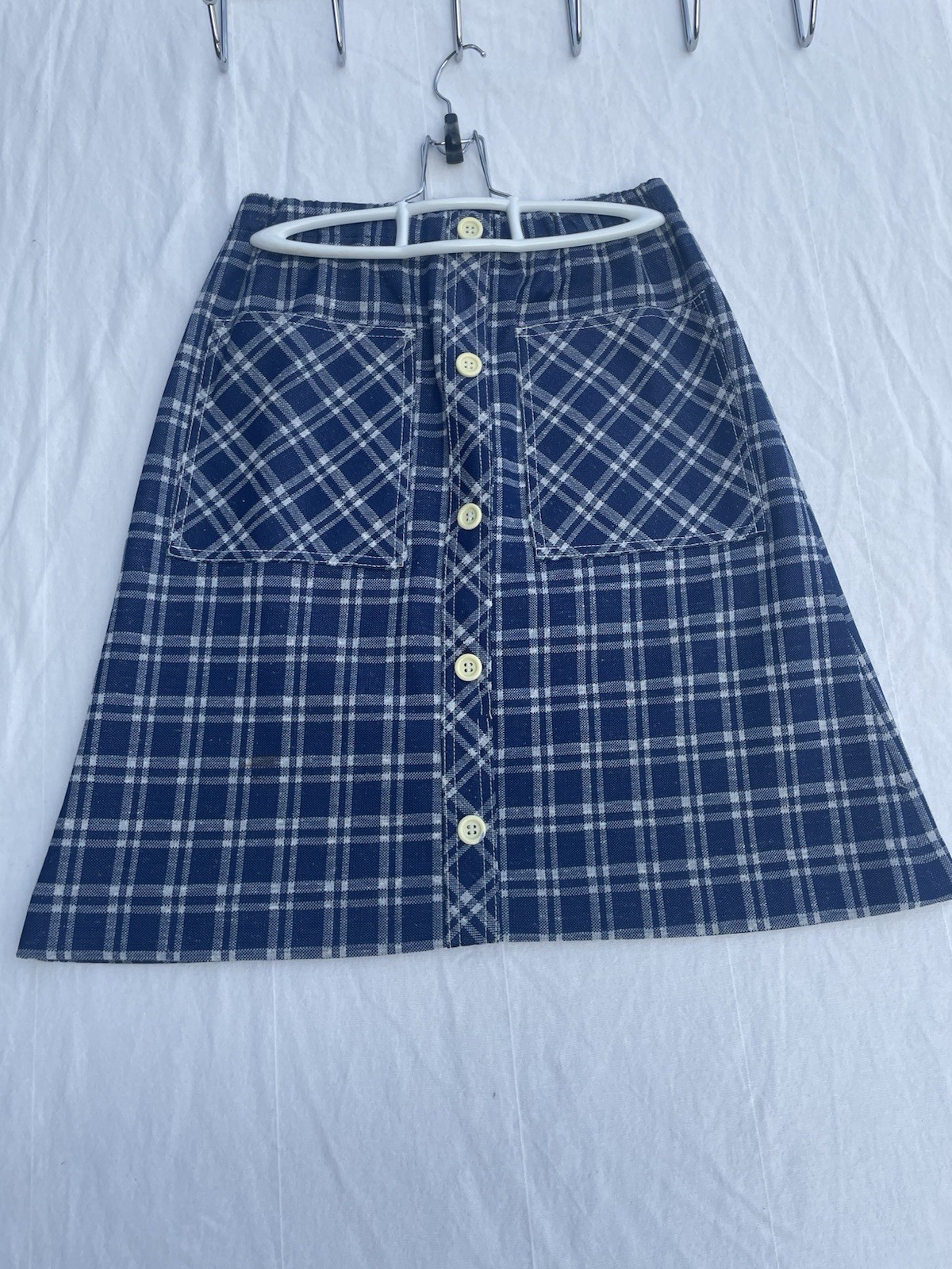 Vintage Blue White Preppy A line Midi Skirt 1960s Mod John Meyer Women’s 10