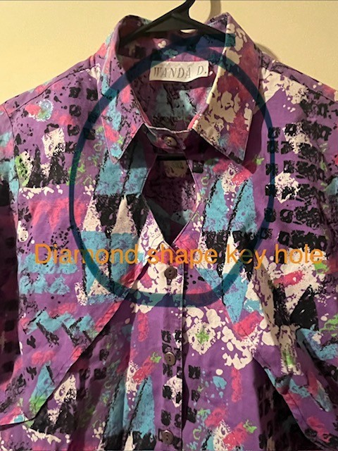 Vintage vibrant colorful Wanda D 1980s geometric button up shirt