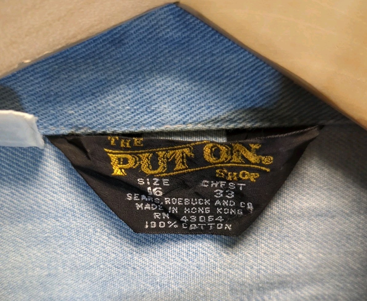 VTG 70s SEARS ROEBECK 'Put On Shop’ Denim Women’s Western Shirt Sz.16/33″ Snaps