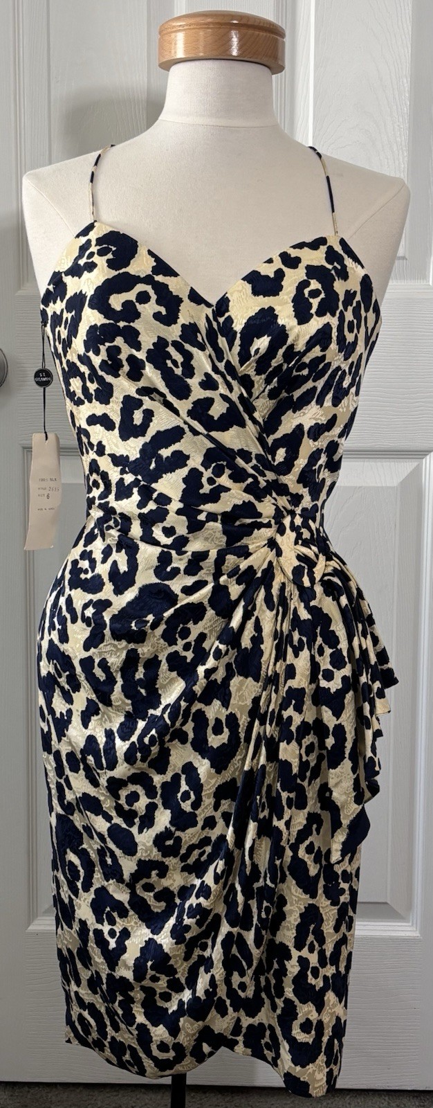 Vintage 1988 S.I.L.K.S St Gillian Silk Leopard Cocktail Dress Deadstock 6