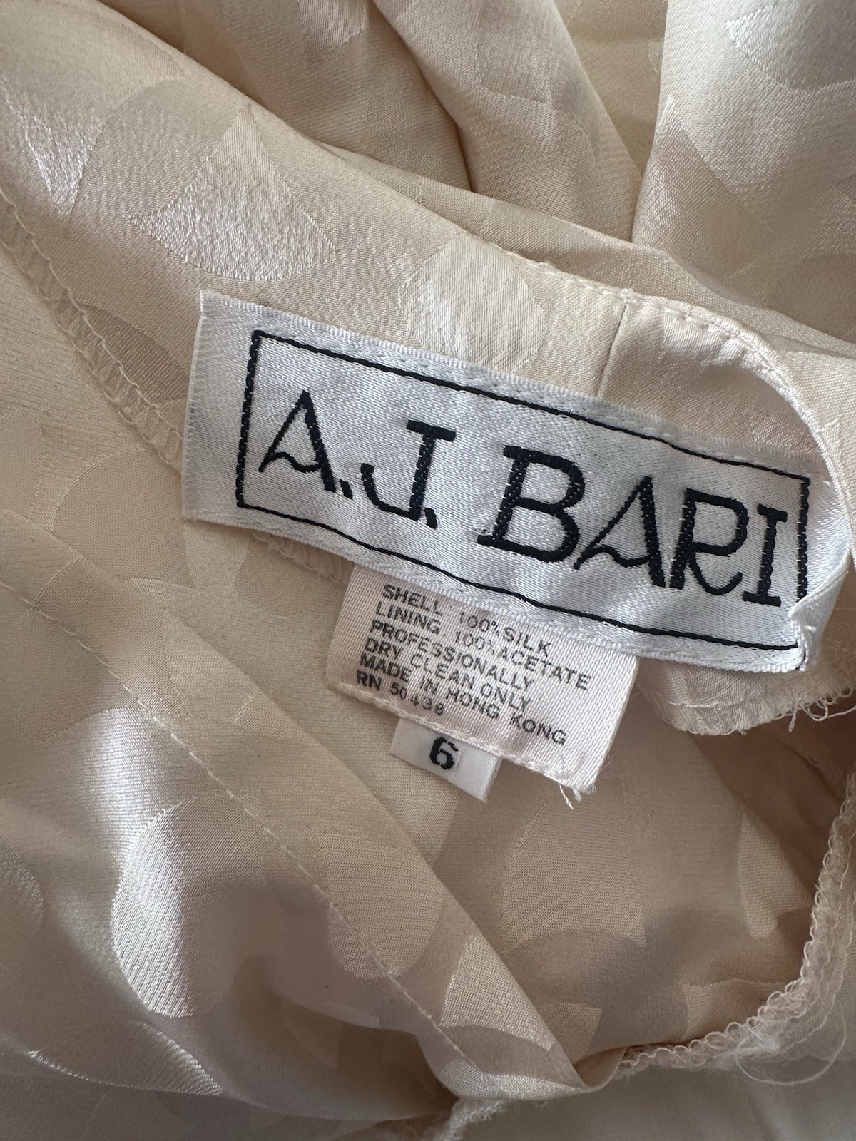 B12 A.J. Bari Silk Cream Brocade Gold Sequin Formal Evening Dress Size 6