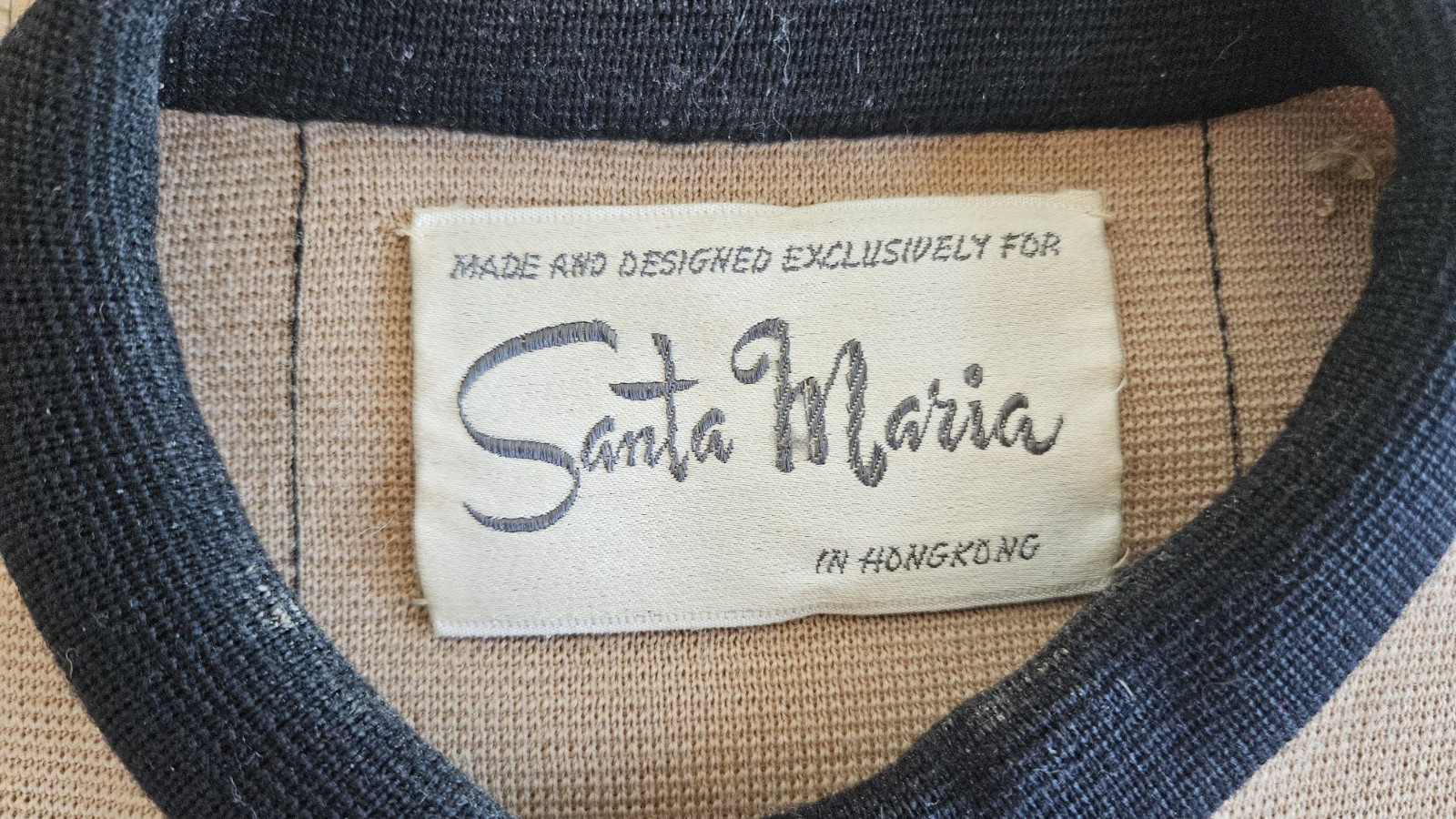 VTG 1960s KNIT Suit Skirt & Jacket Santa Maria Hong Kong, Tan, 36 bust, repairs