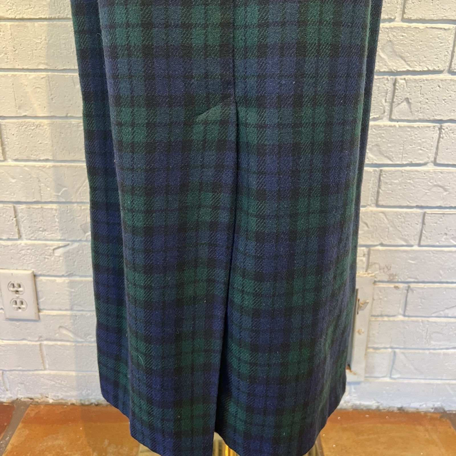Vintage 90s Paul Harris Design Green Blue Tartan Plaid Skirt womens 6