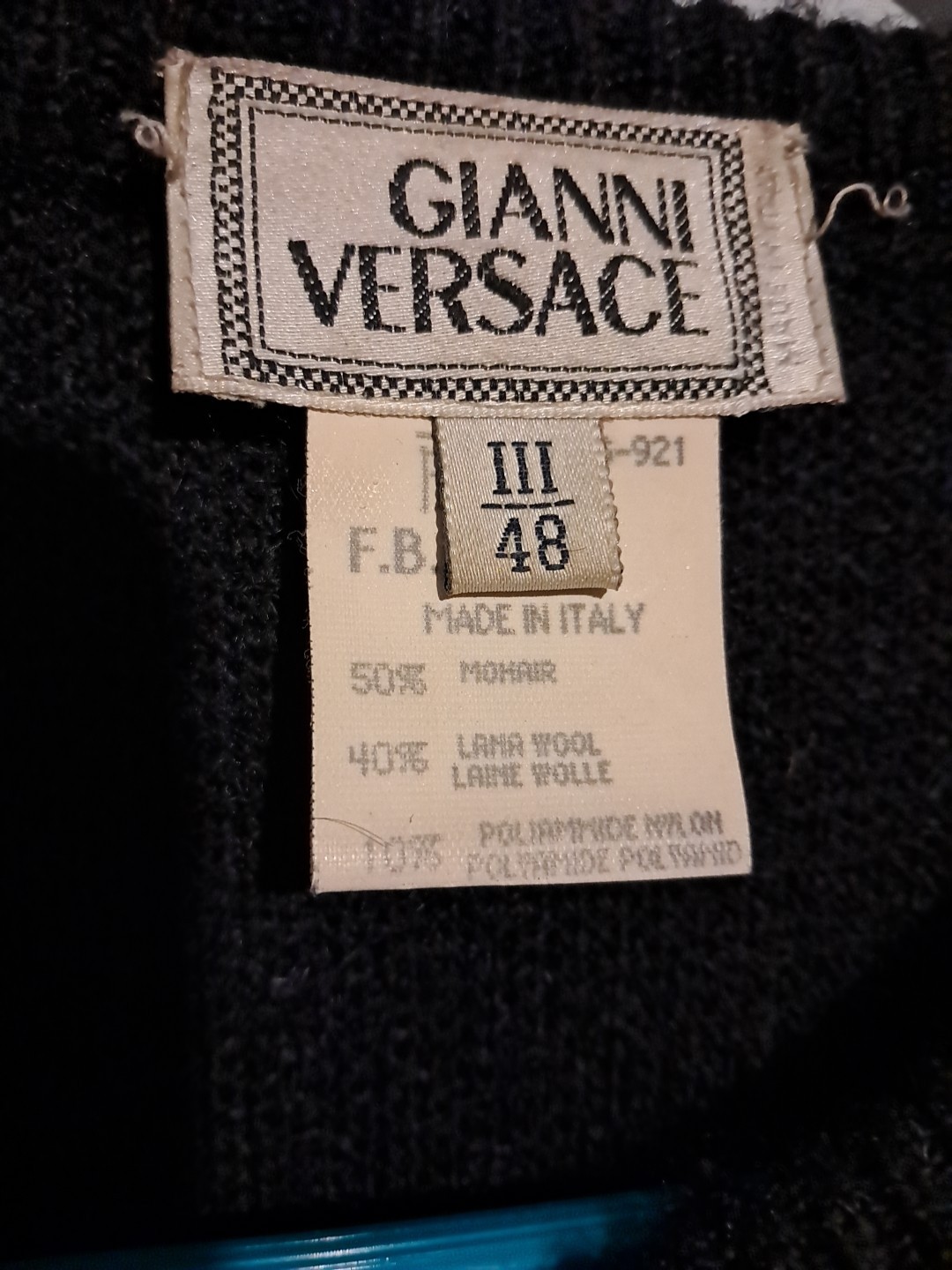 Vtg. Gianni Versace Black Fuzzy Sweater-Mohair, Lana Wool-Italy