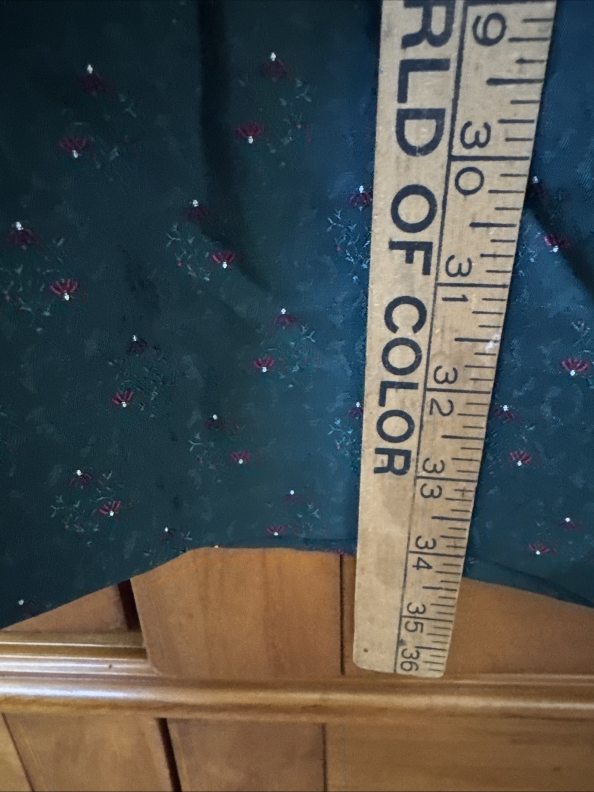 Susan Bristol Vintage Dark Green Floral Maxi Skirt Pleated Ribbon Trim Size 8