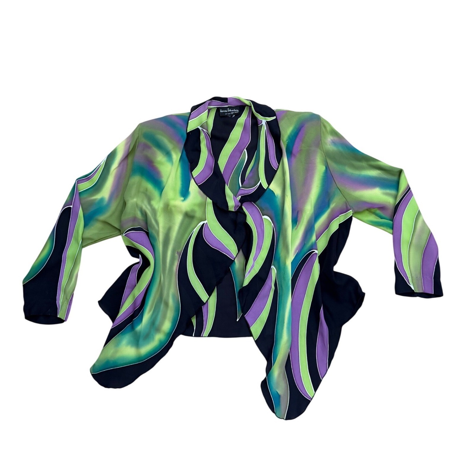 Louise Blumberg Vintage Silk Abstract Psychedelic Open Front Jacket cardigan