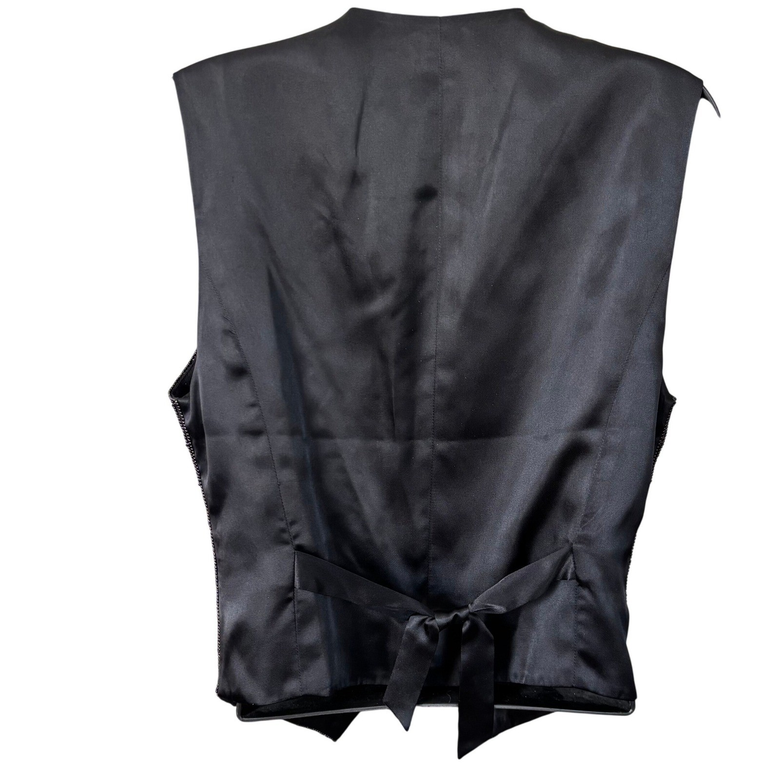 Vintage Liz Clairborne Beaded Silk Vest Sz S Black Whimsigoth Evening