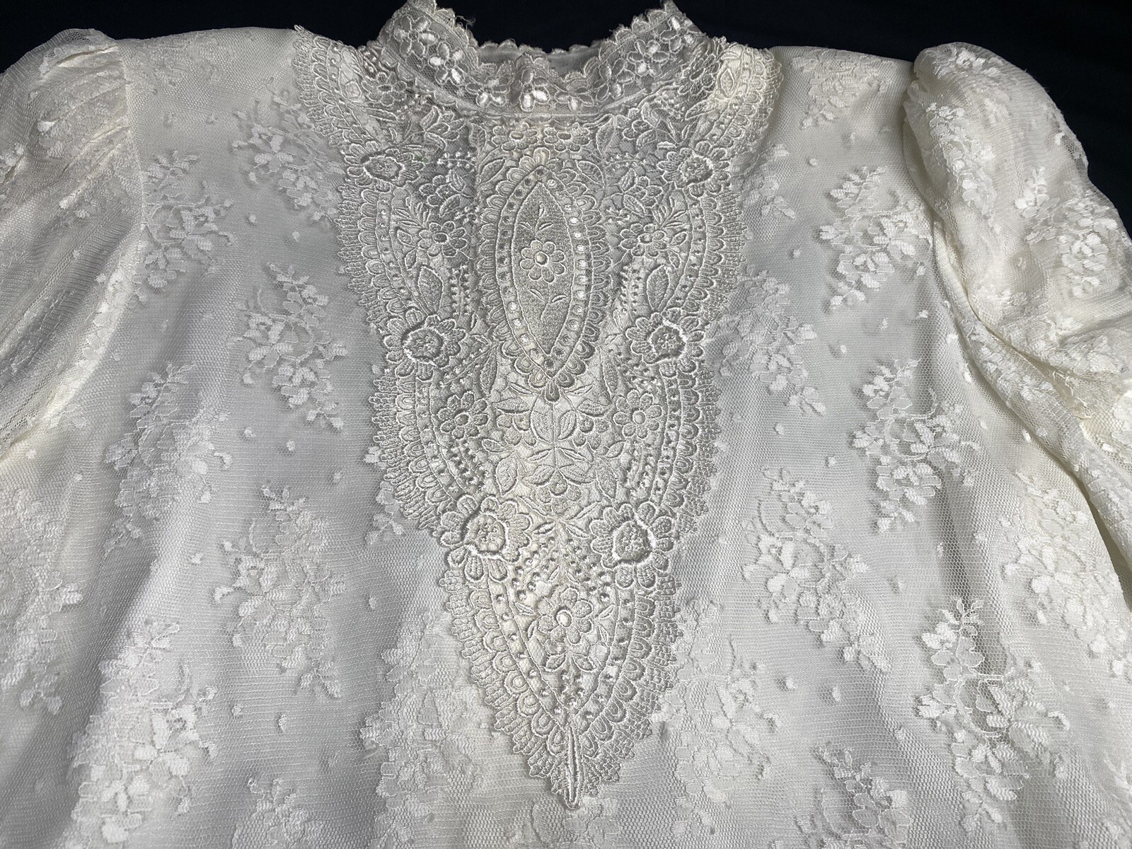 Vintage 80s Scott McClintock White Lace Victorian Blouse Sz 14 See Measurements