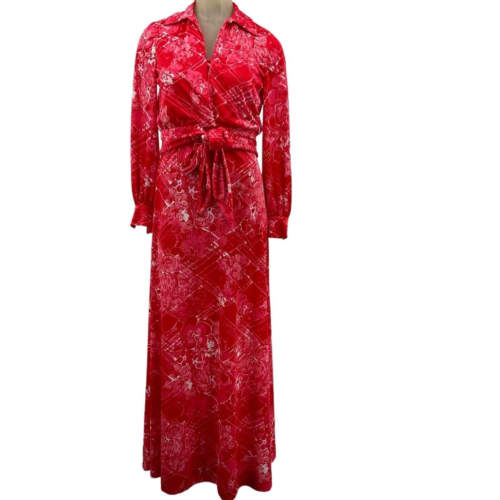 Vintage Anne Fogarty Collectors Maxi Dress Jacket Red Hawaiian Floral Size 8