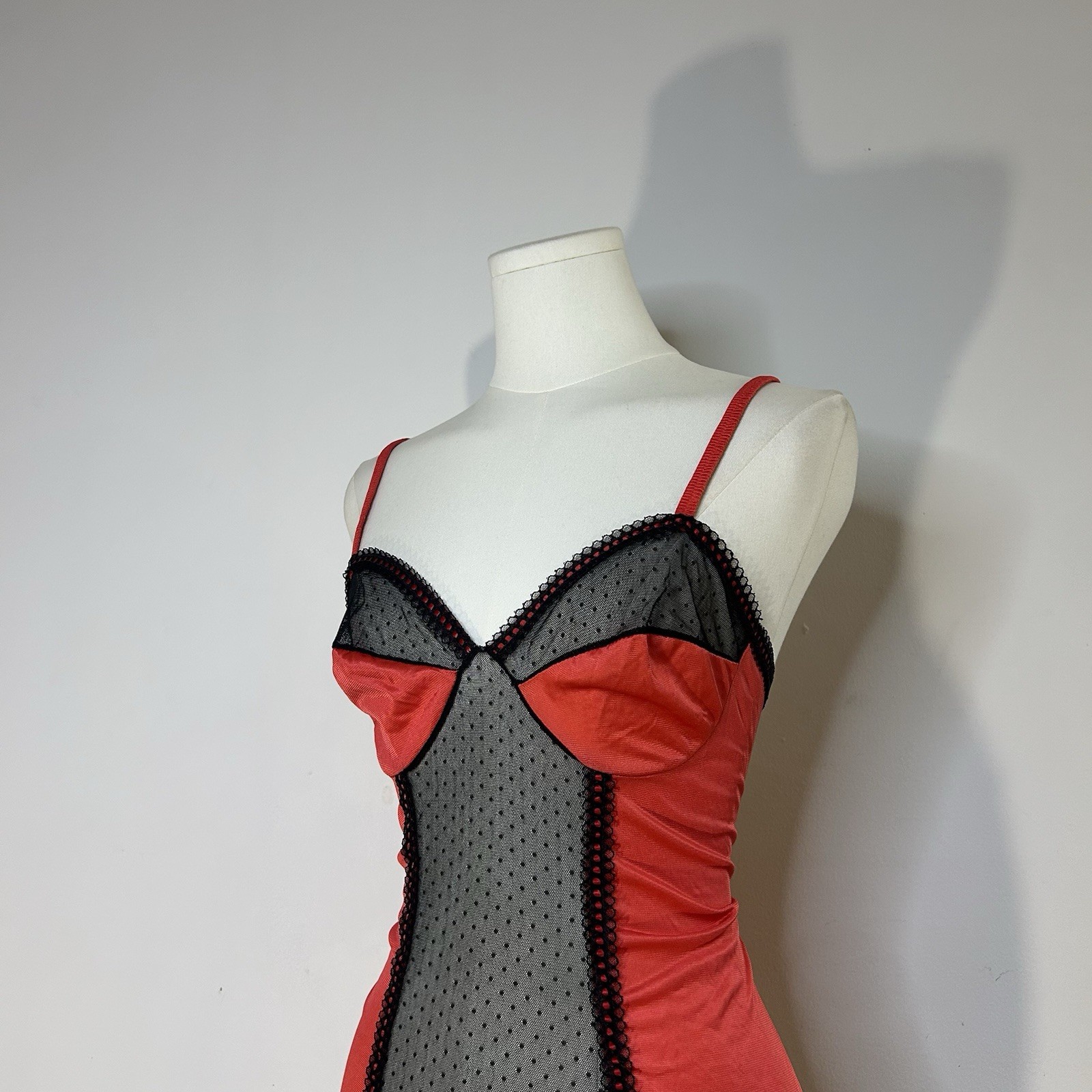 Vintage Camisole Top Alt Fairy Bimbo Whimsigoth 32-35 Inch Bust Black Red