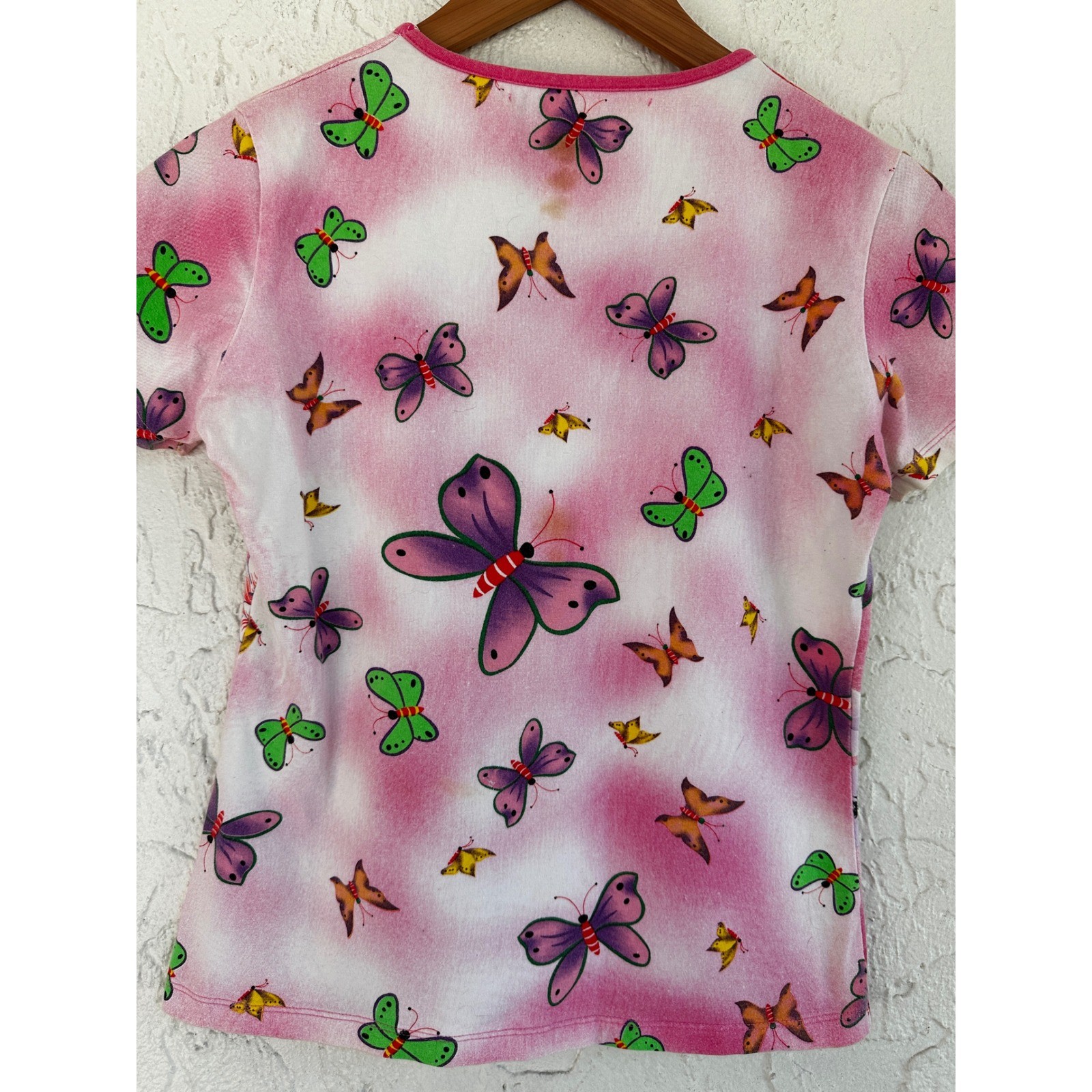 Miss Sixty Vintage Y2K Pink Butterfly Fairy Sequin Baby Tee Women Small Coquette
