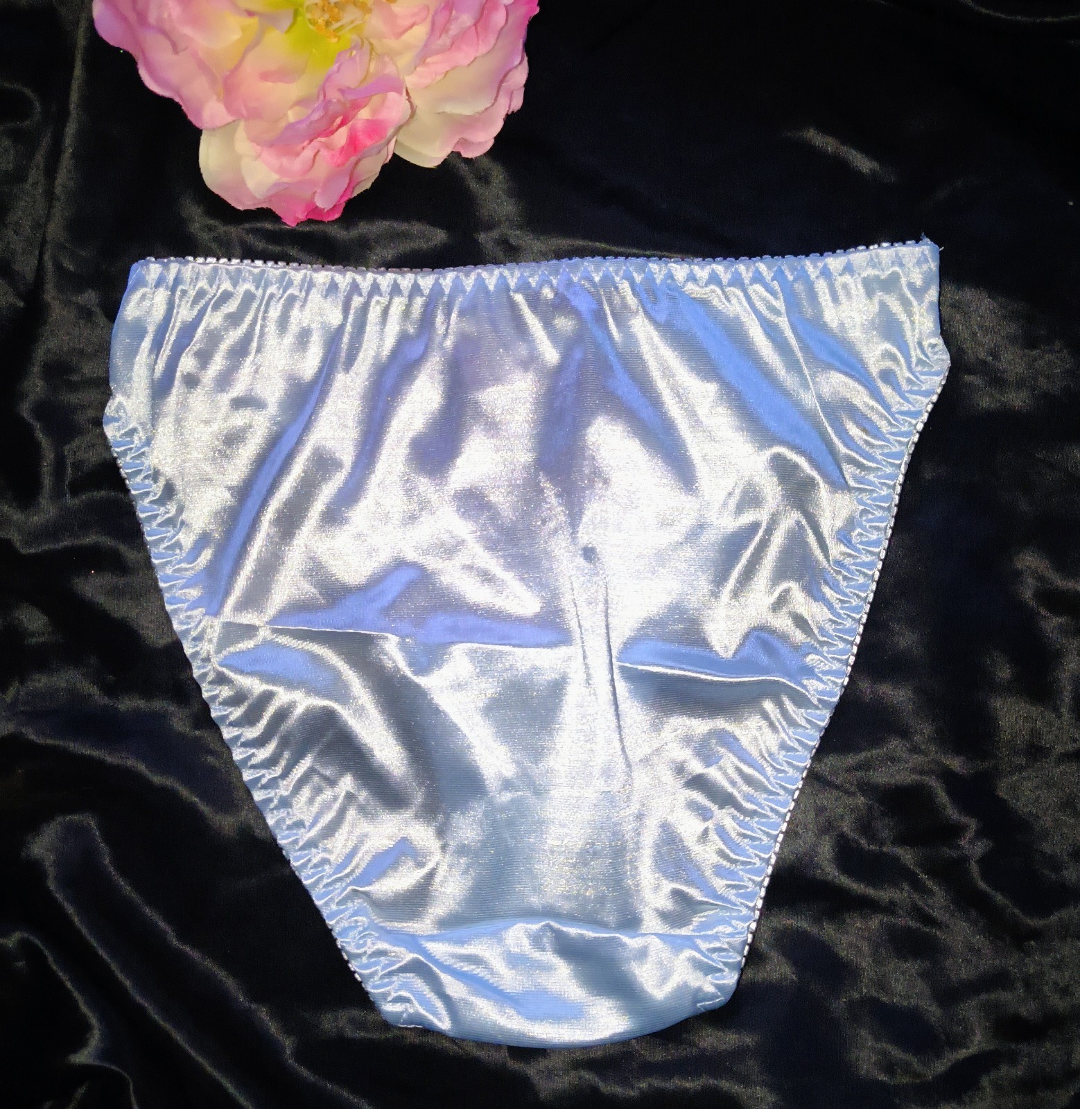 Vintage NOS Jennifer Intimates Glossy Satin & Art Deco Lace Bikini Pantie 💎 S/5