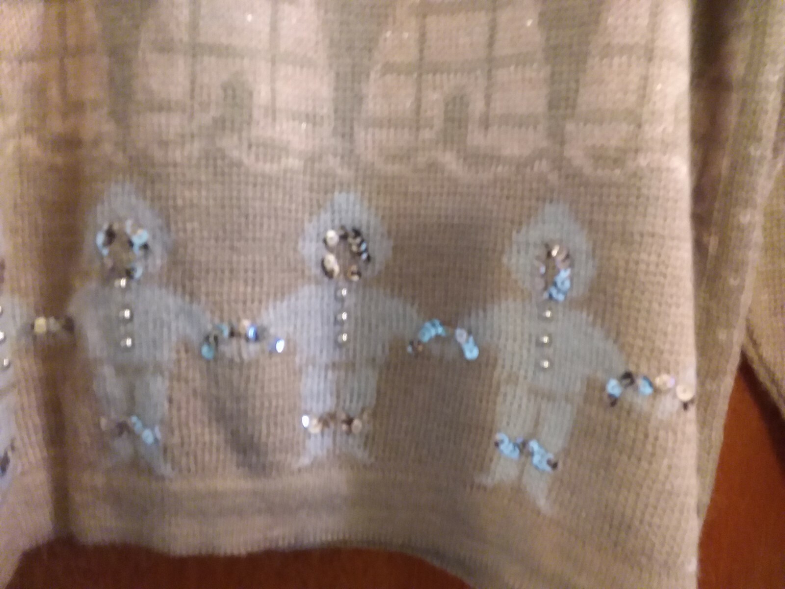 Vtg Tarazzia Womens Winter Christmas Sweater Pull-on Light Brown Pink Blue Sz L