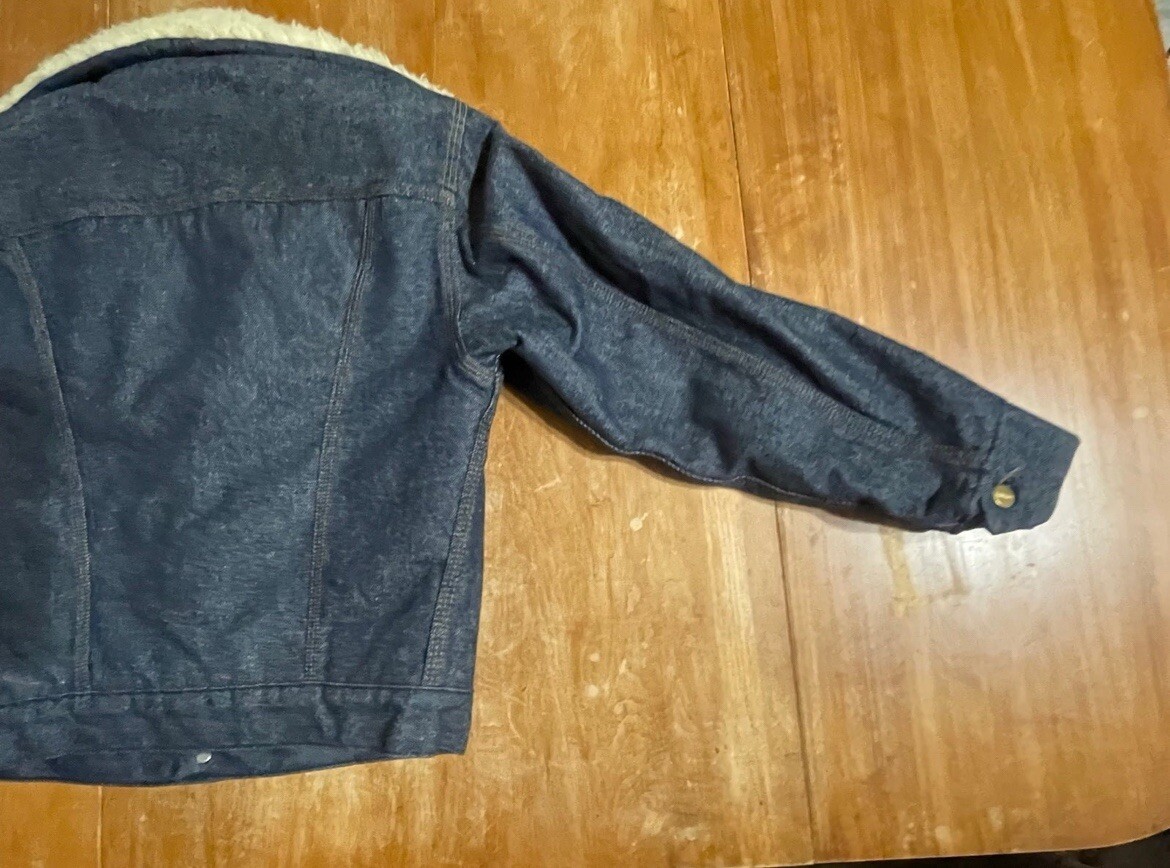Vintage 1970’s Carhartt Raw Denim Sherpa Jacket workwear Coat small women’s