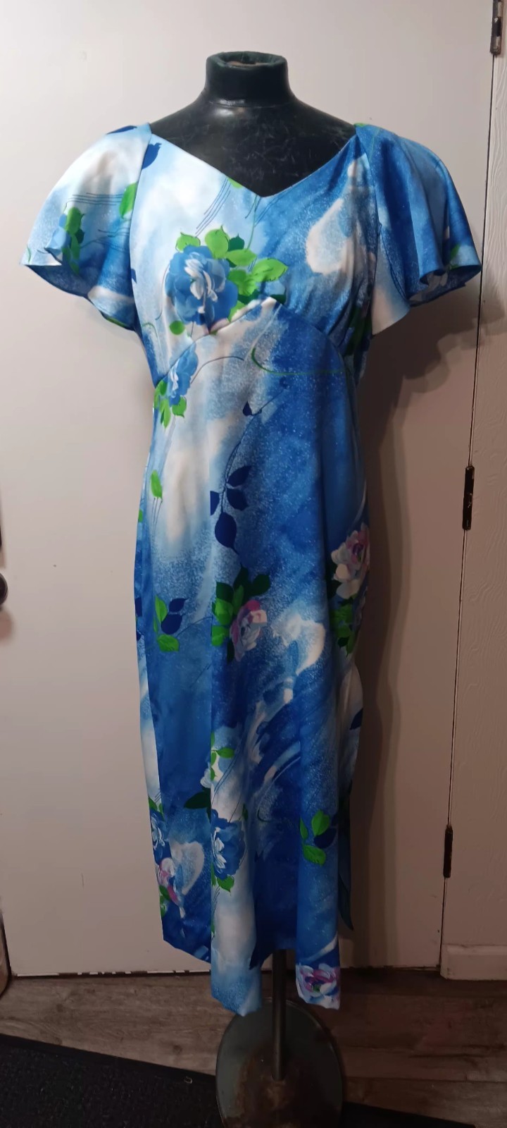 Vtg POMARE OF Tahiti HAWAIIAN DRESS TROPICAL MAXI SZ L xl