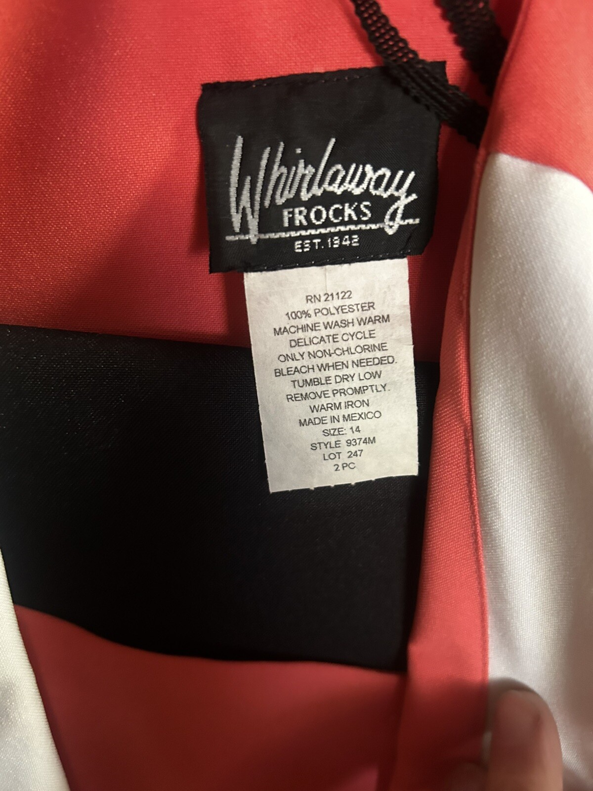 NWOT Vintage Whirlaway Frocks Pink, White Black 2pc Set Skirt & Suit Jacket 14