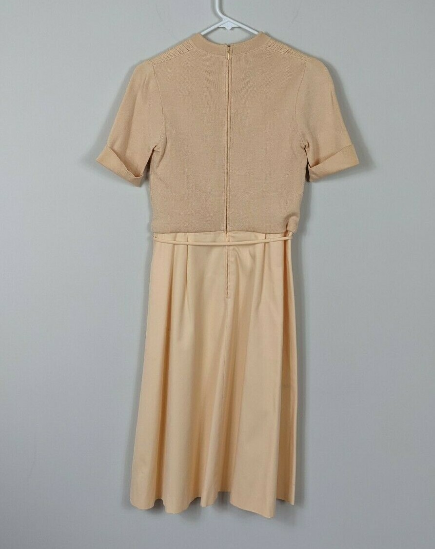 VTG 80S CIAO Ltd 100% Cotton Sweater Dress Pleated Belted Career Secretary Geek
