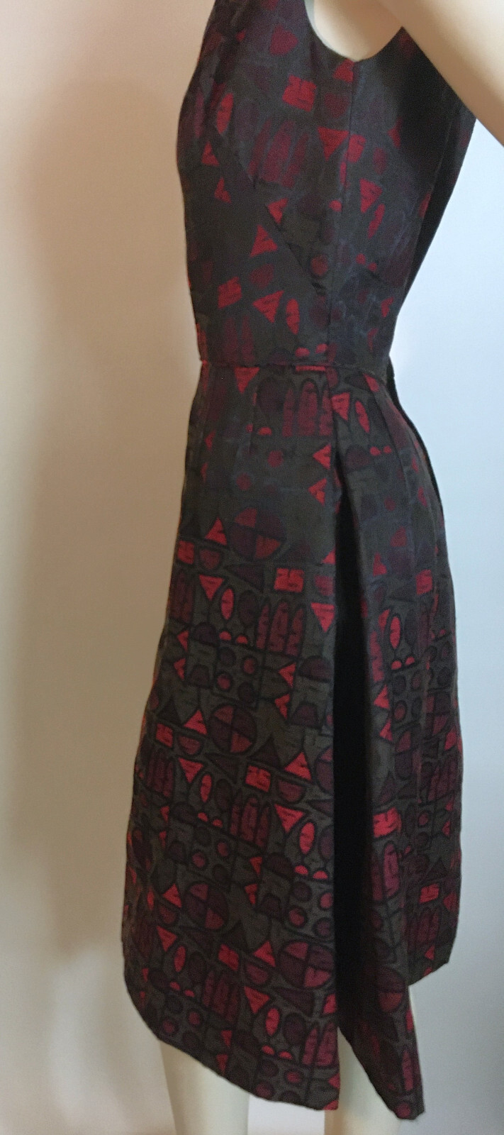 1960s Vintage NOS Unworn Marie Leavell MCM Abstract Pattern Dress Jacket Set S M