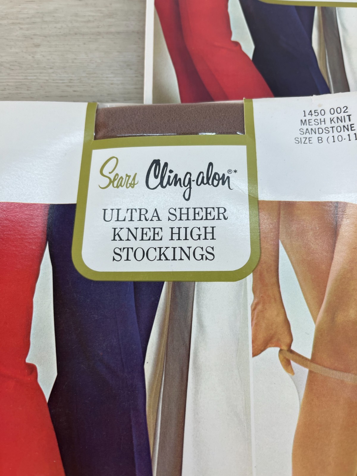 Sears Cling Alon Ultra Sheer Knee High Stockings Size B 10-11 Sandstone 3 Pairs