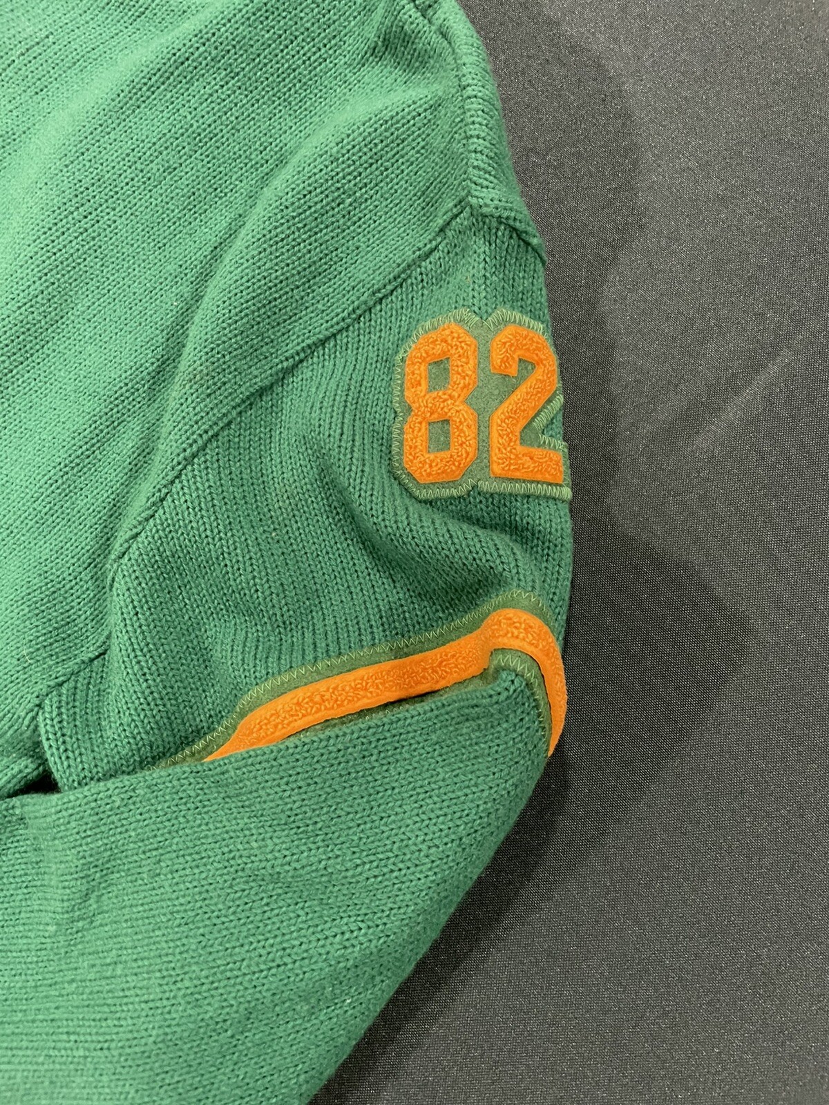 Vintage Womens 82’ Cheerleader Knit Sweater USA Green /Yellow